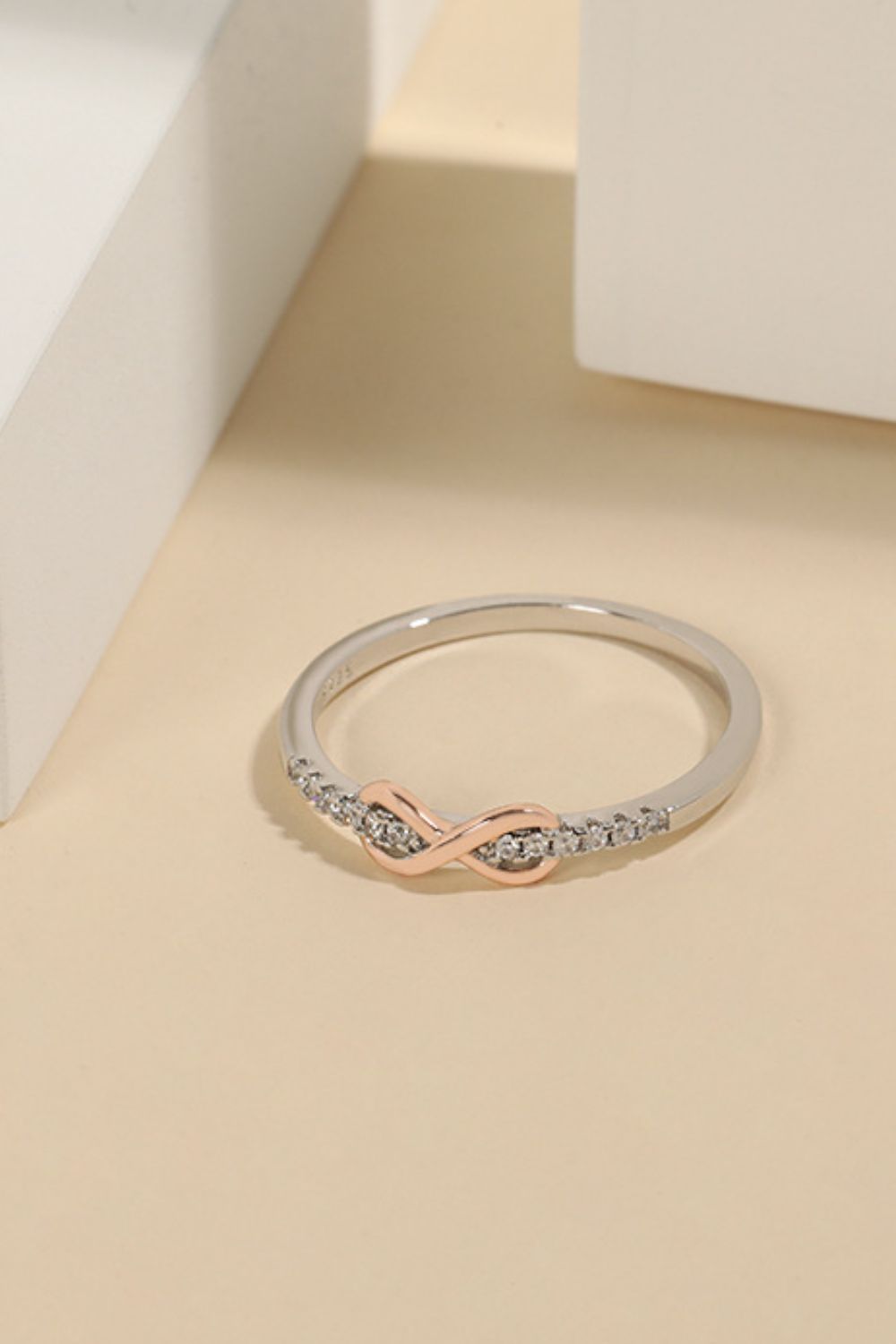925 Sterling Silver Inlaid Zircon Infinity Symbol Ring Silver