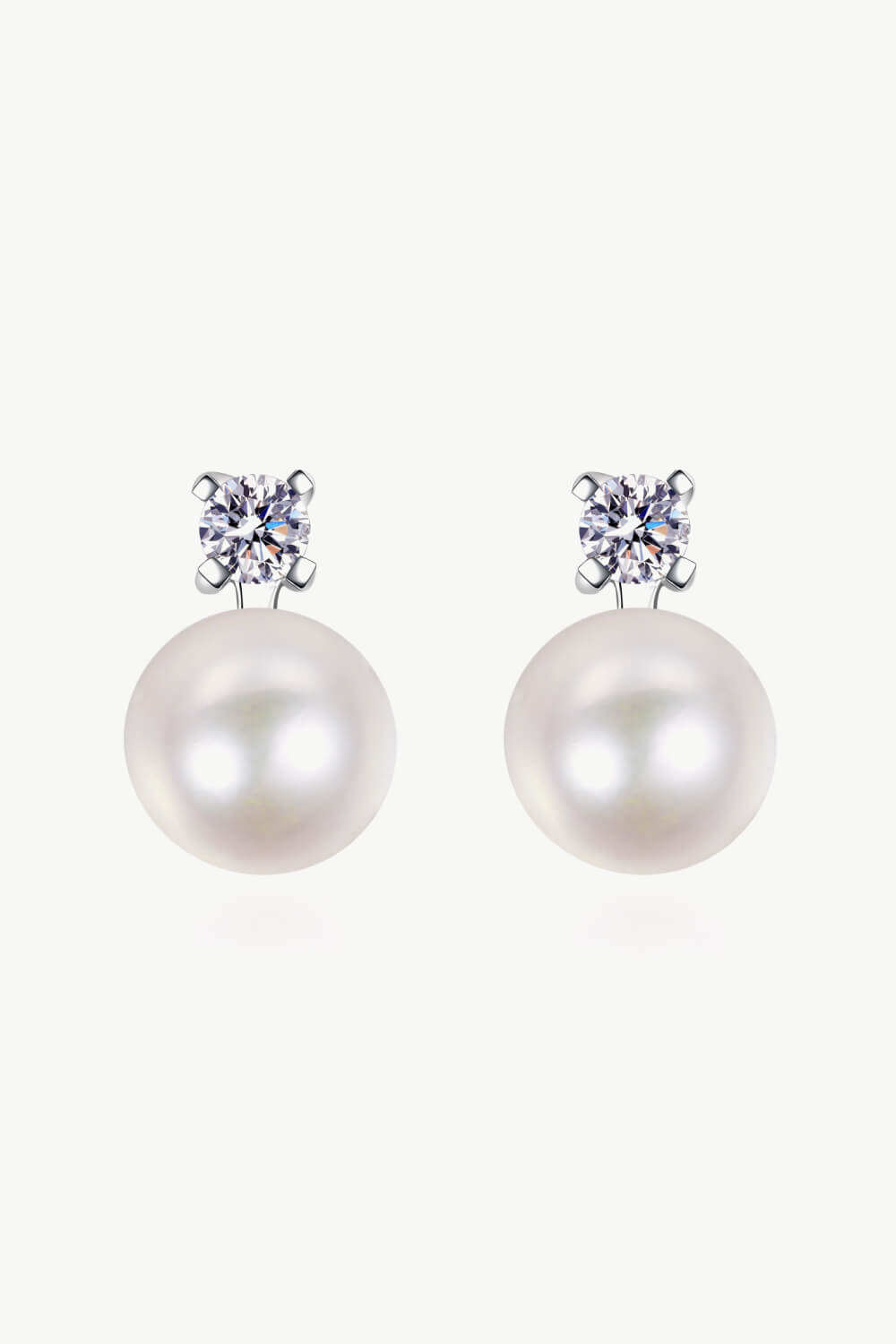 Moissanite Pearl Stud Earrings Pearl One Size