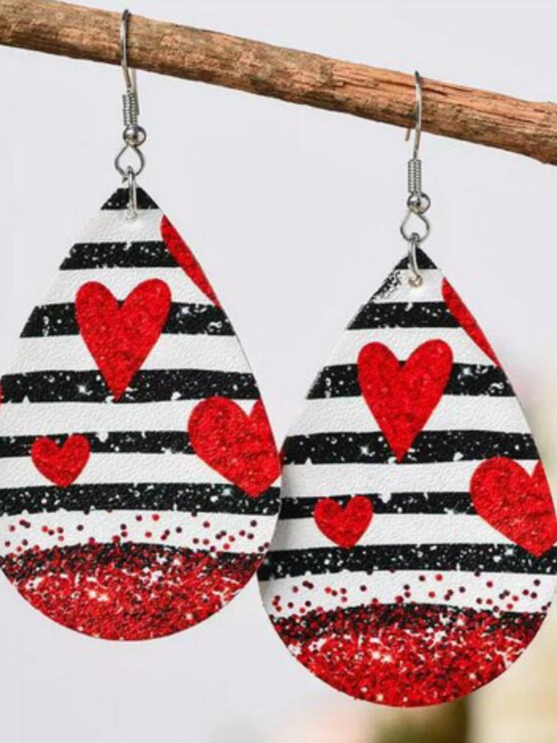 Printed PU Leather Dangle Earrings Style E One Size
