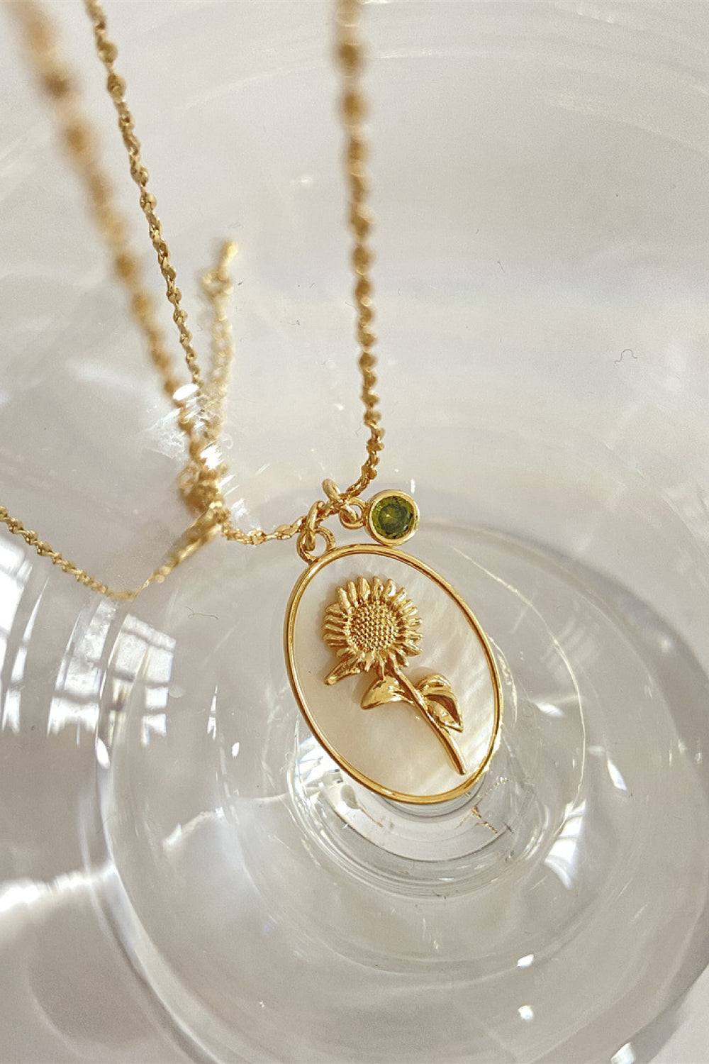 Flower Shell Pendant Copper Necklace August-Poppy One Size
