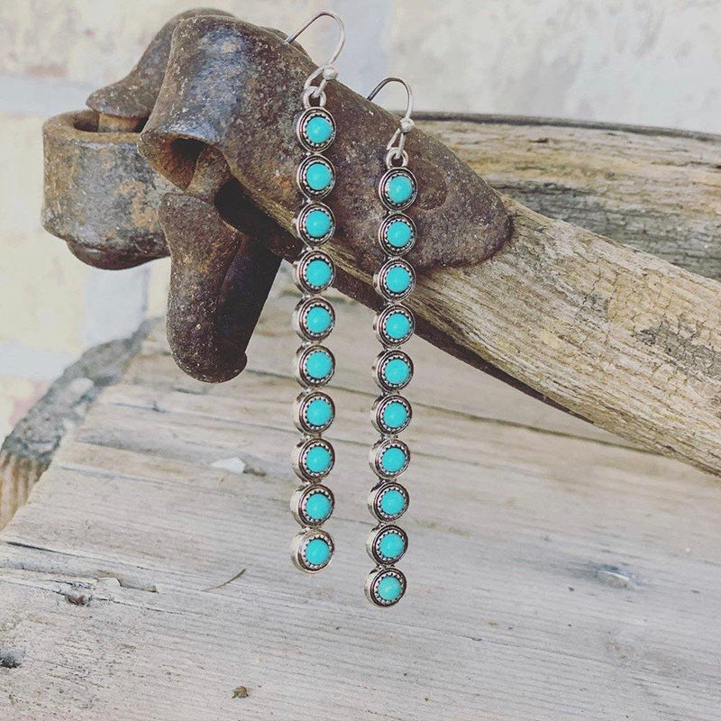 Artificial Turquoise Alloy Bar Earrings Turquoise One Size