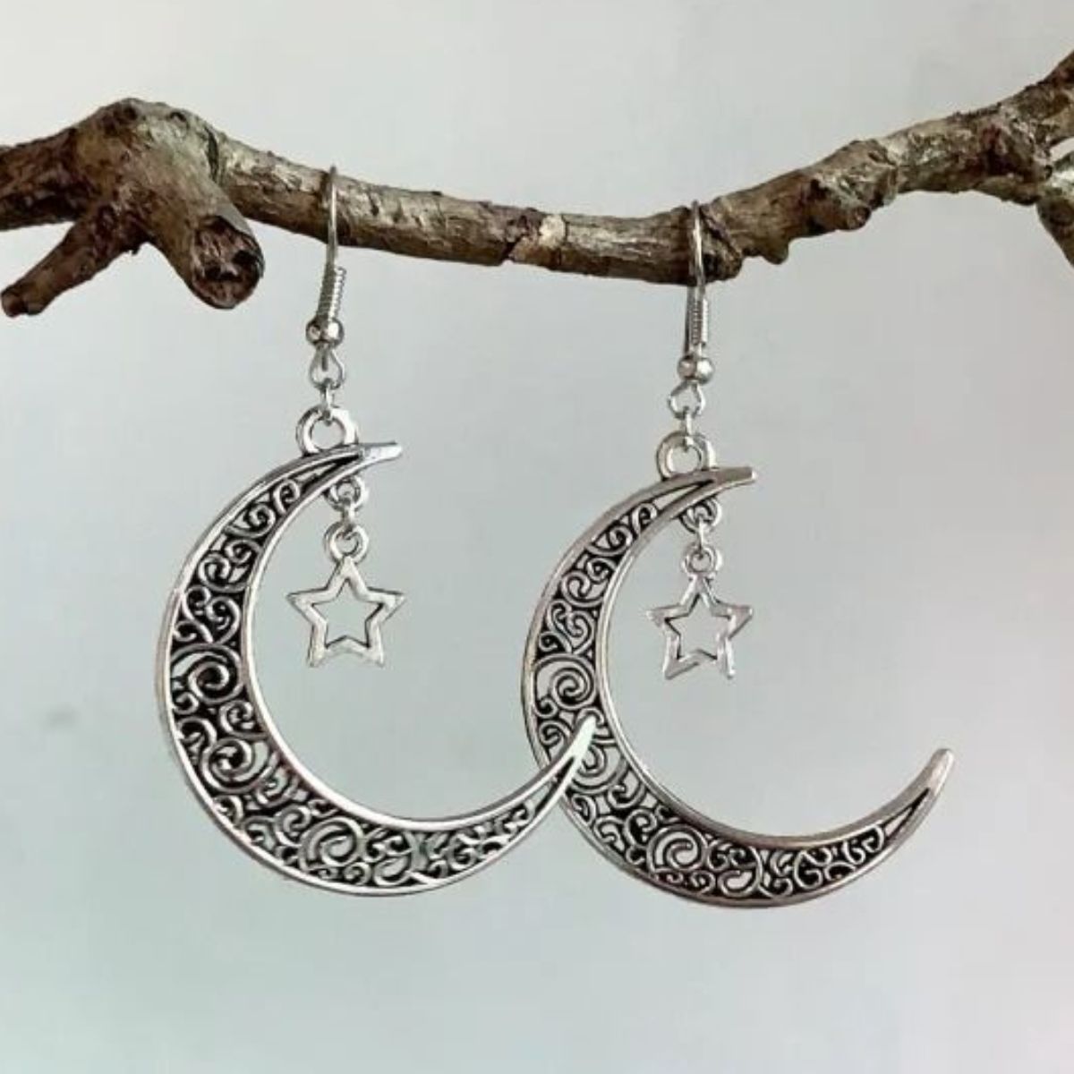 Alloy Cutout Moon Earrings Moon&Star One Size