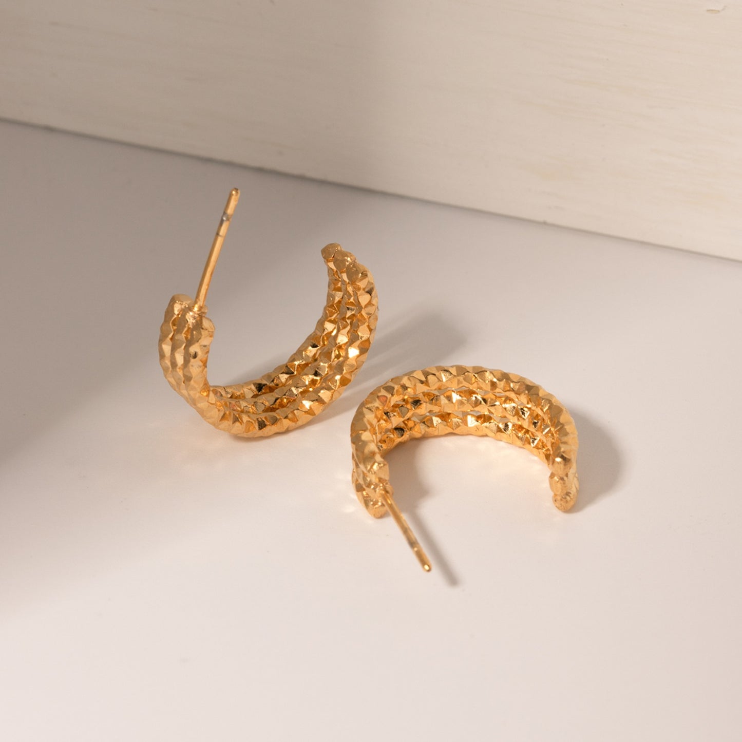 18K Gold-Plated Stainless Steel C-Hoop Earrings Gold One Size