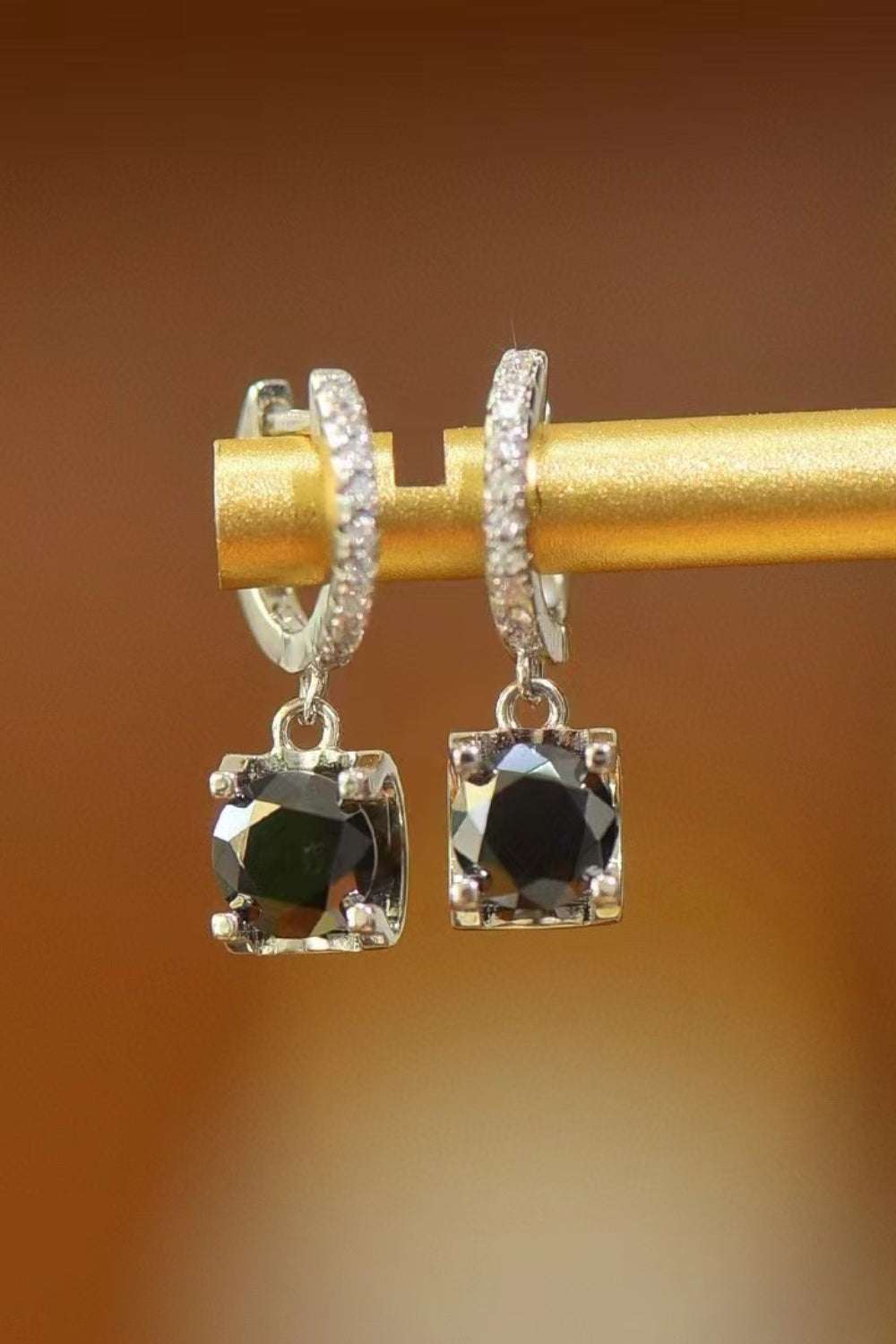 2 Carat Moissanite 925 Sterling Silver Drop Earrings Black One Size