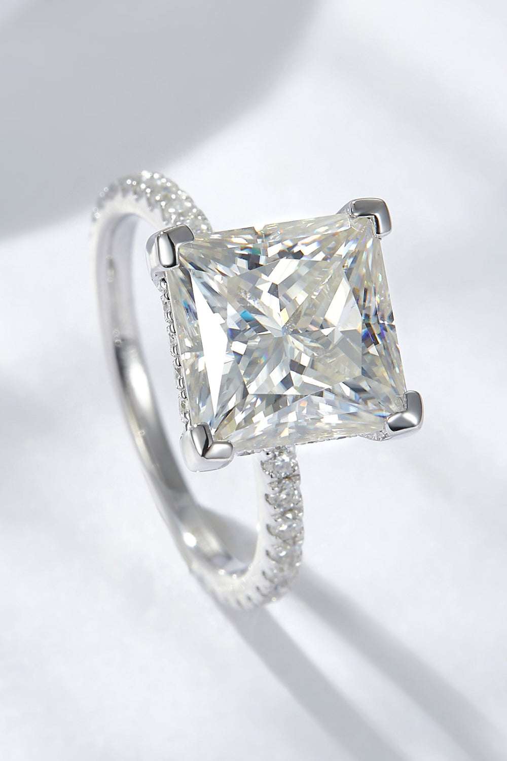 5.52 Carat Moissanite Side Stone Ring Silver