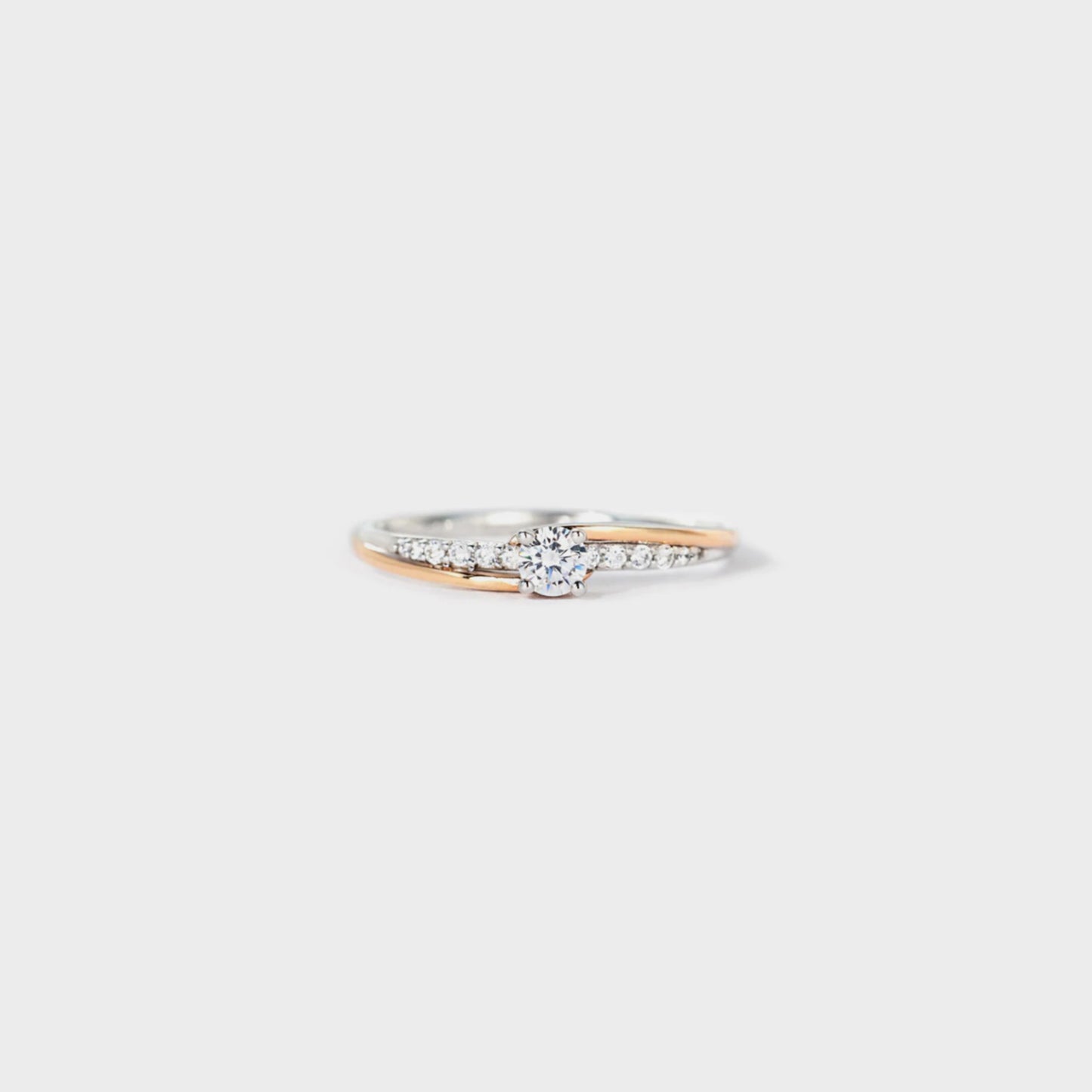 Inlaid Zircon Bicolor Rose Gold-Plated Ring Silver