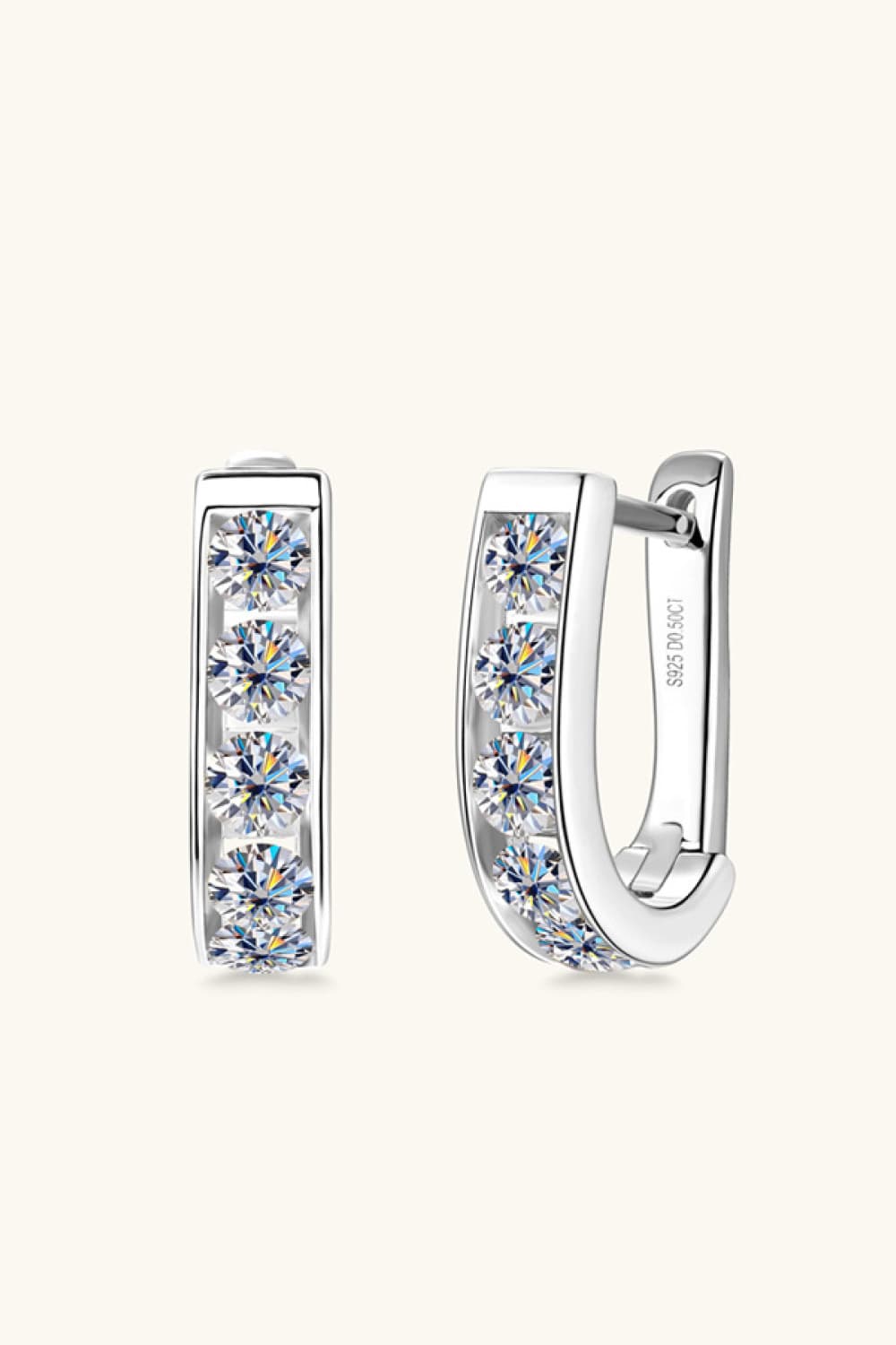 1 Carat Moissanite 925 Sterling Silver Earrings Silver One Size