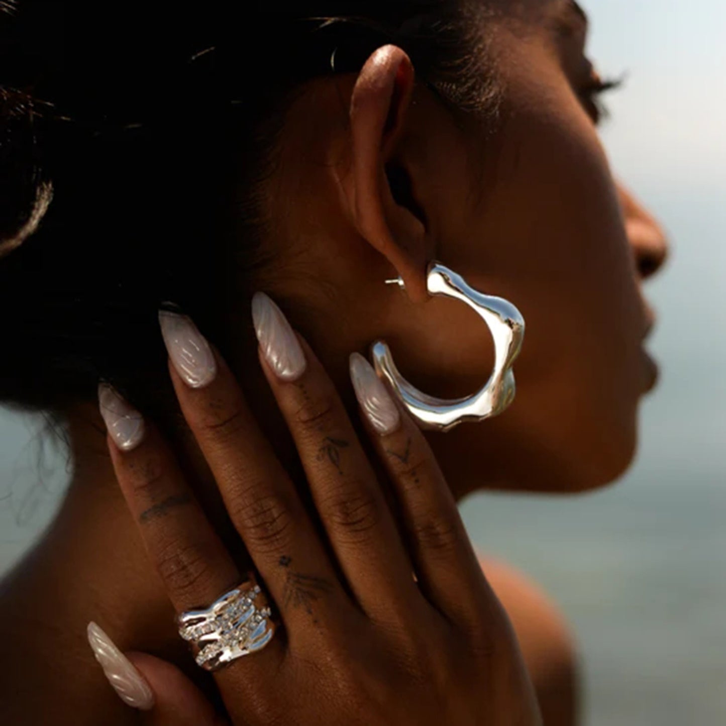 Stainless Steel C-Hoop Earrings Silver One Size