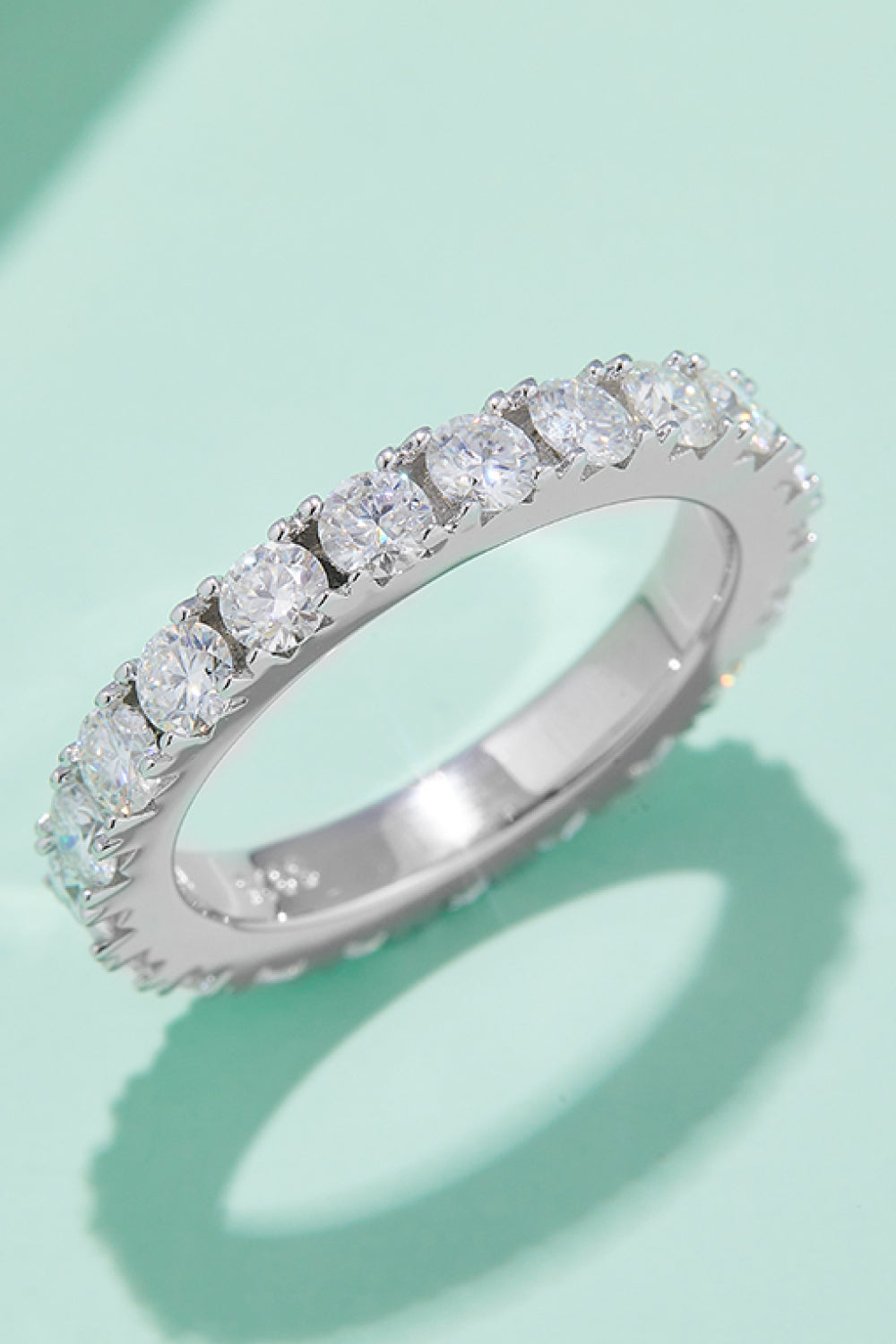 2.3 Carat Moissanite 925 Sterling Silver Eternity Ring Silver