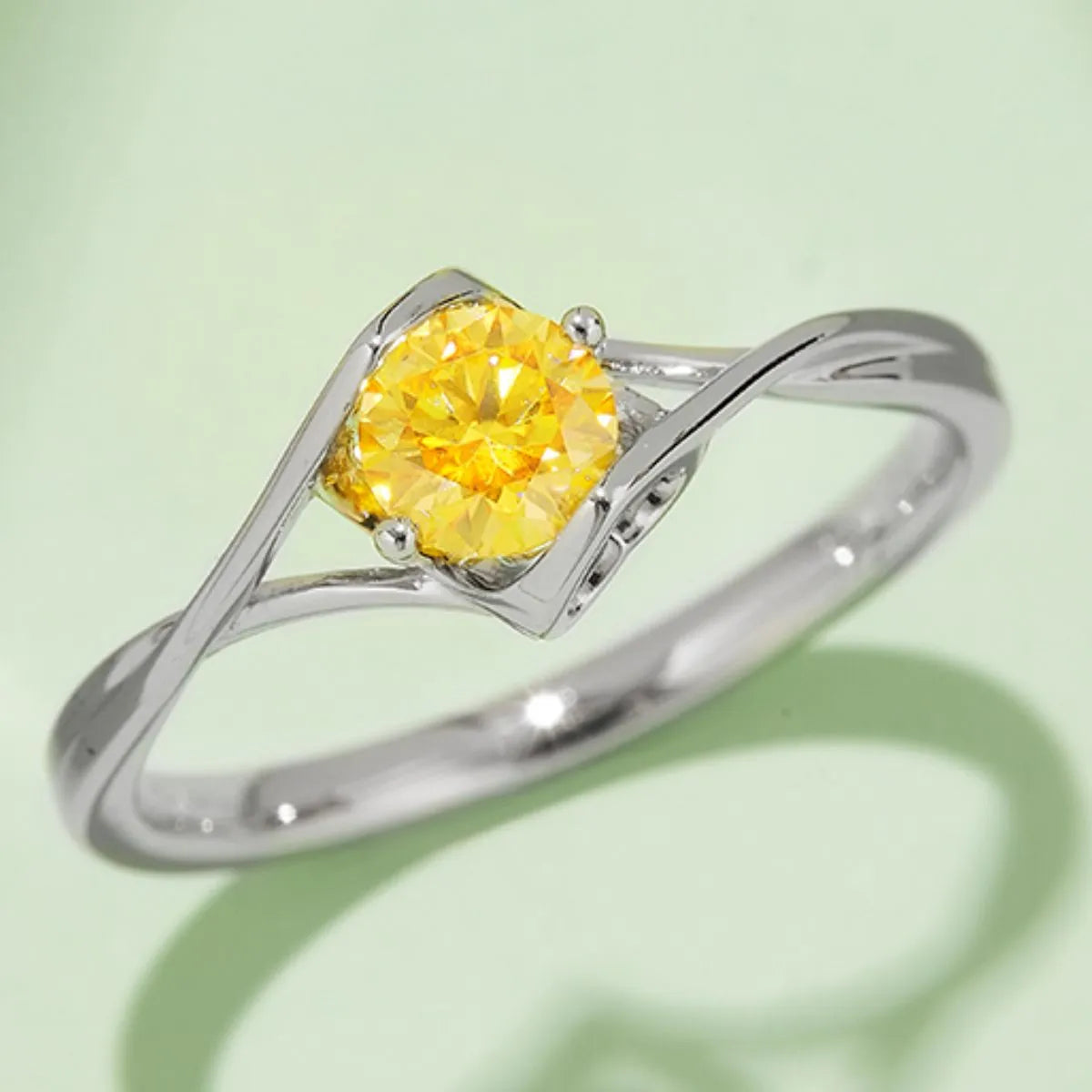 Moissanite 925 Sterling Silver Ring Yellow