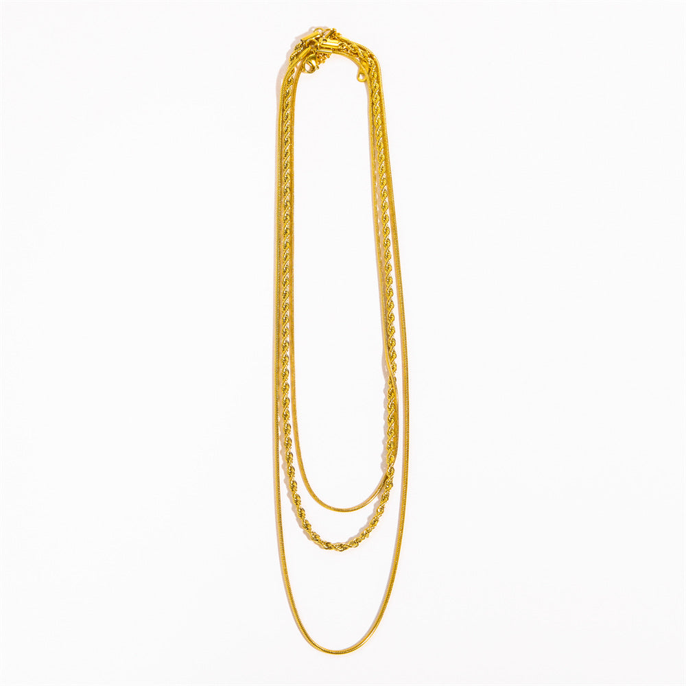 18K Gold-Plated Titanium Steel Three-Layered Necklace