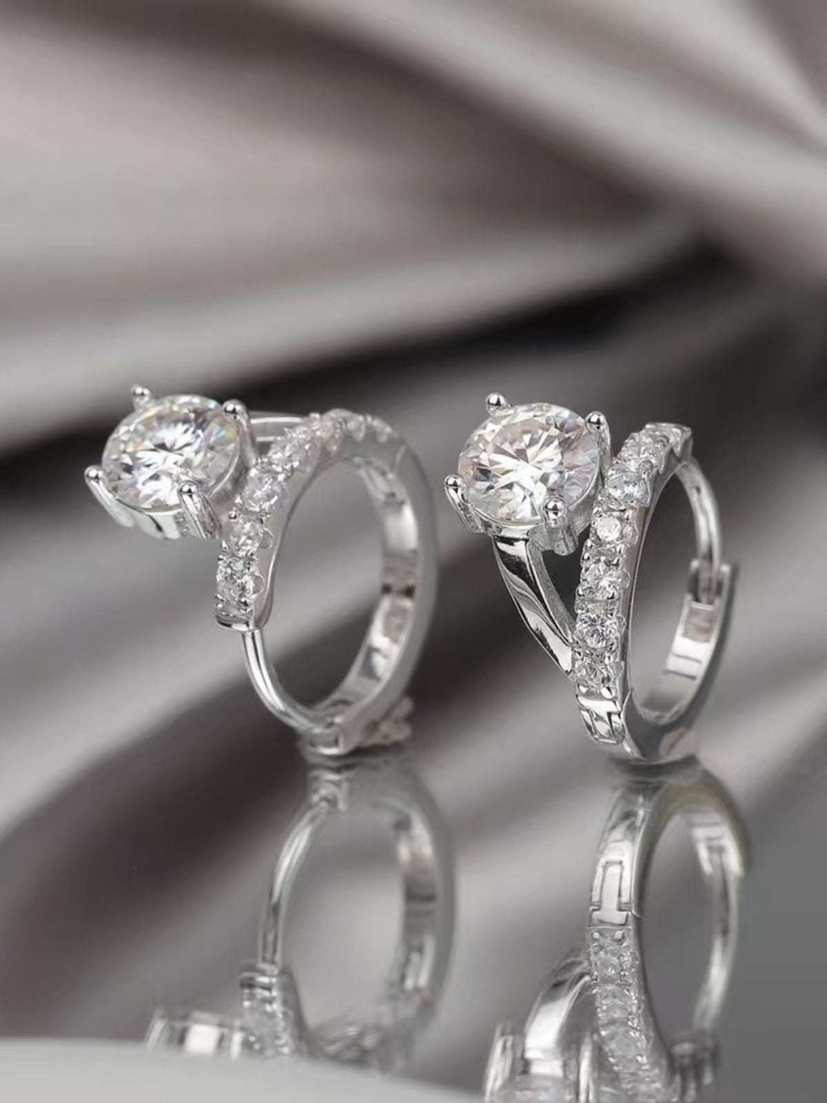 2 Carat Moissanite 925 Sterling Silver Huggie Earrings Silver One Size