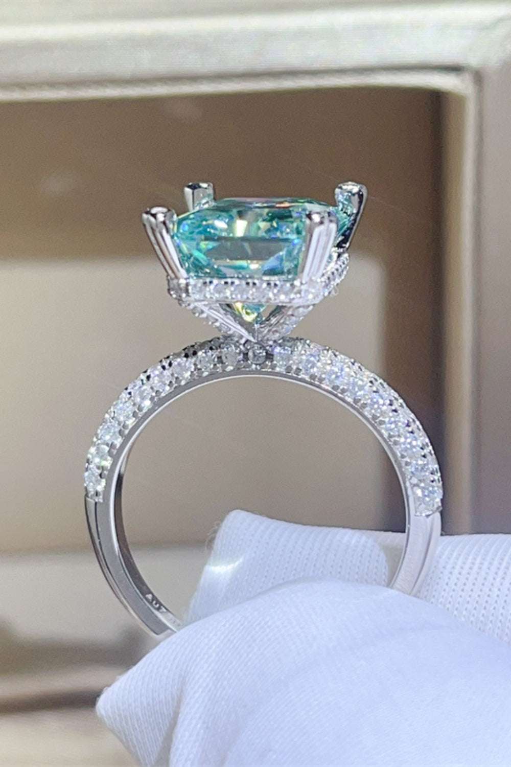 5 Carat Moissanite 925 Sterling Silver Ring Teal