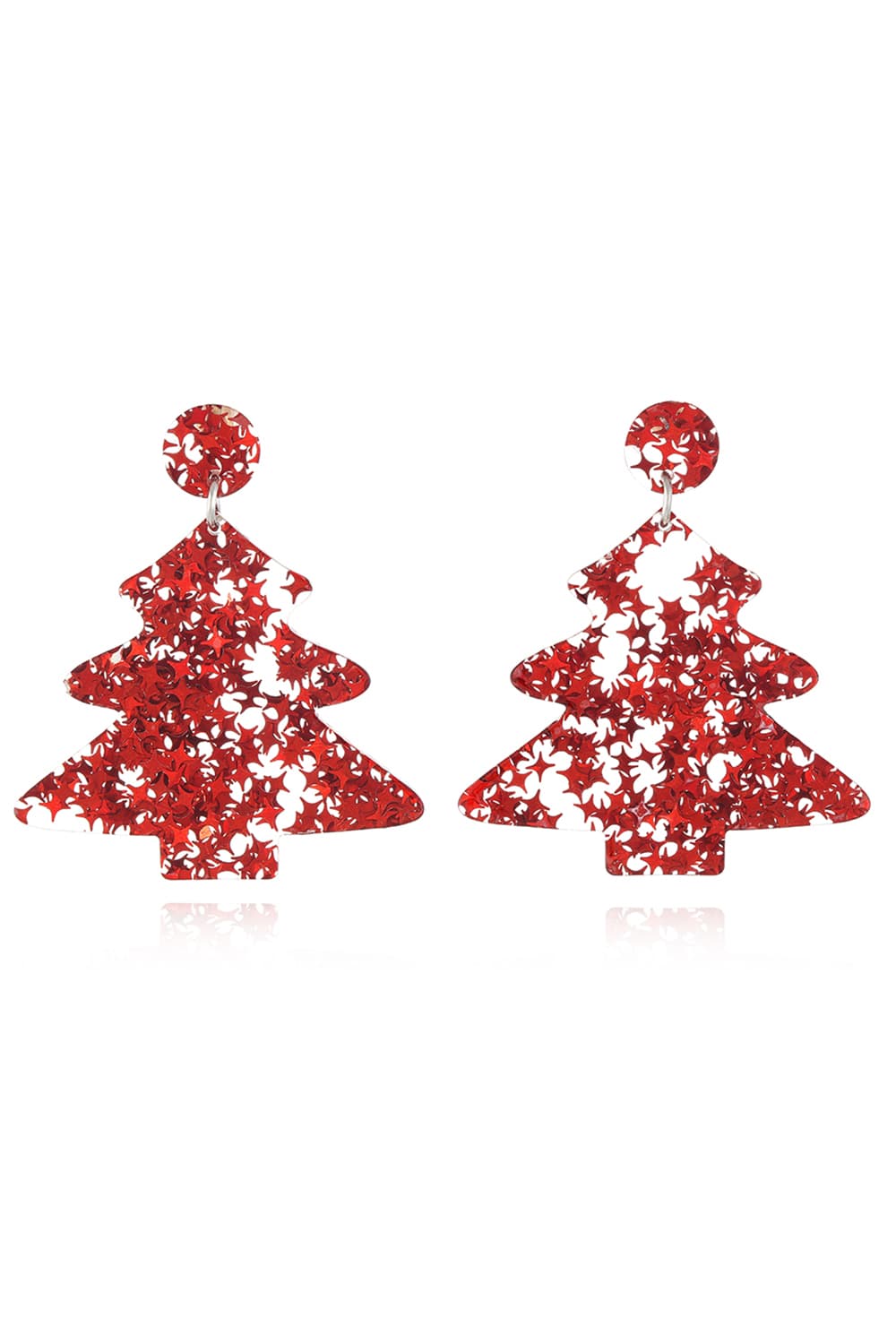 Christmas Tree Acrylic Earrings Red Style B One Size