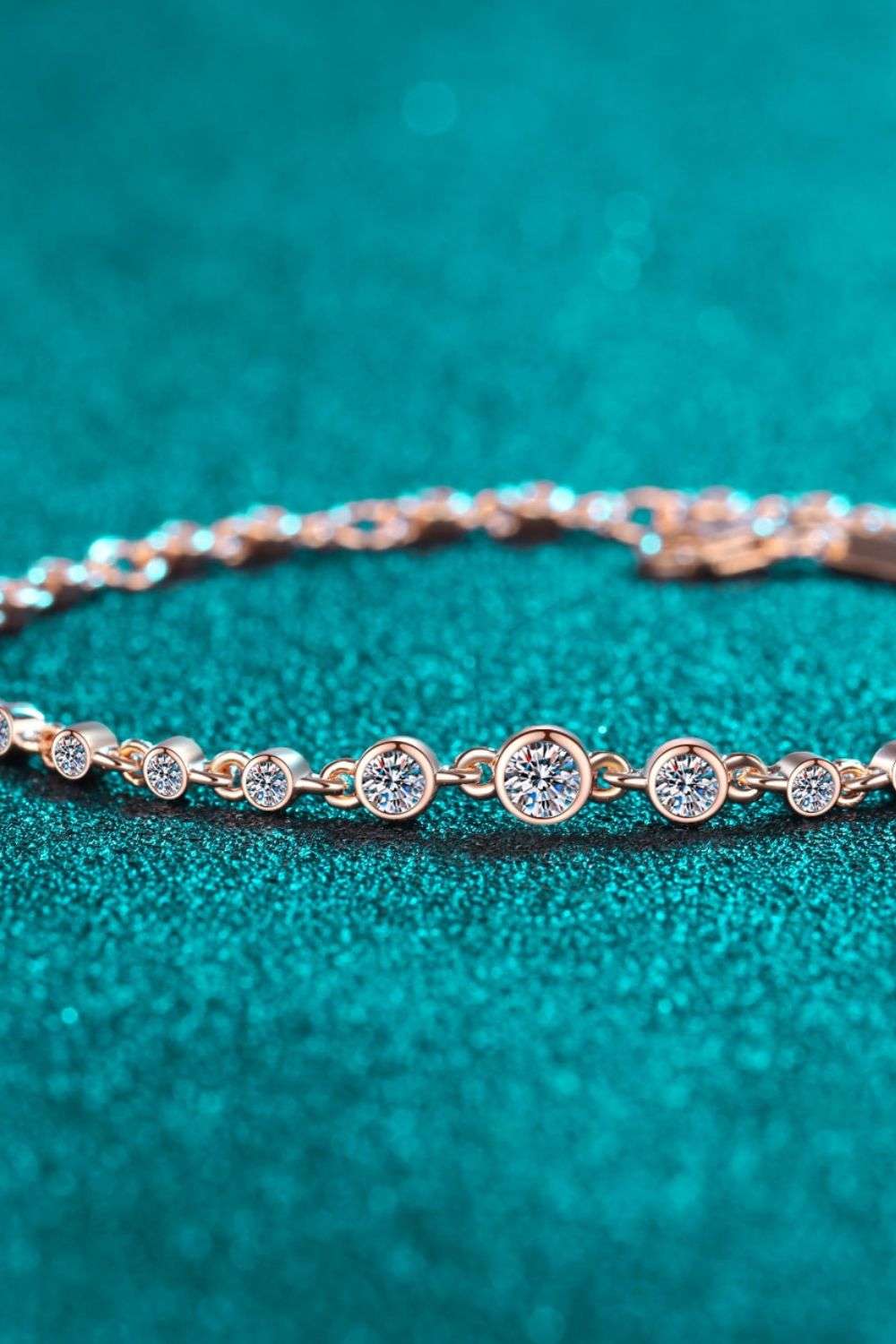 925 Sterling Silver Inlaid Moissanite Bracelet Copper One Size