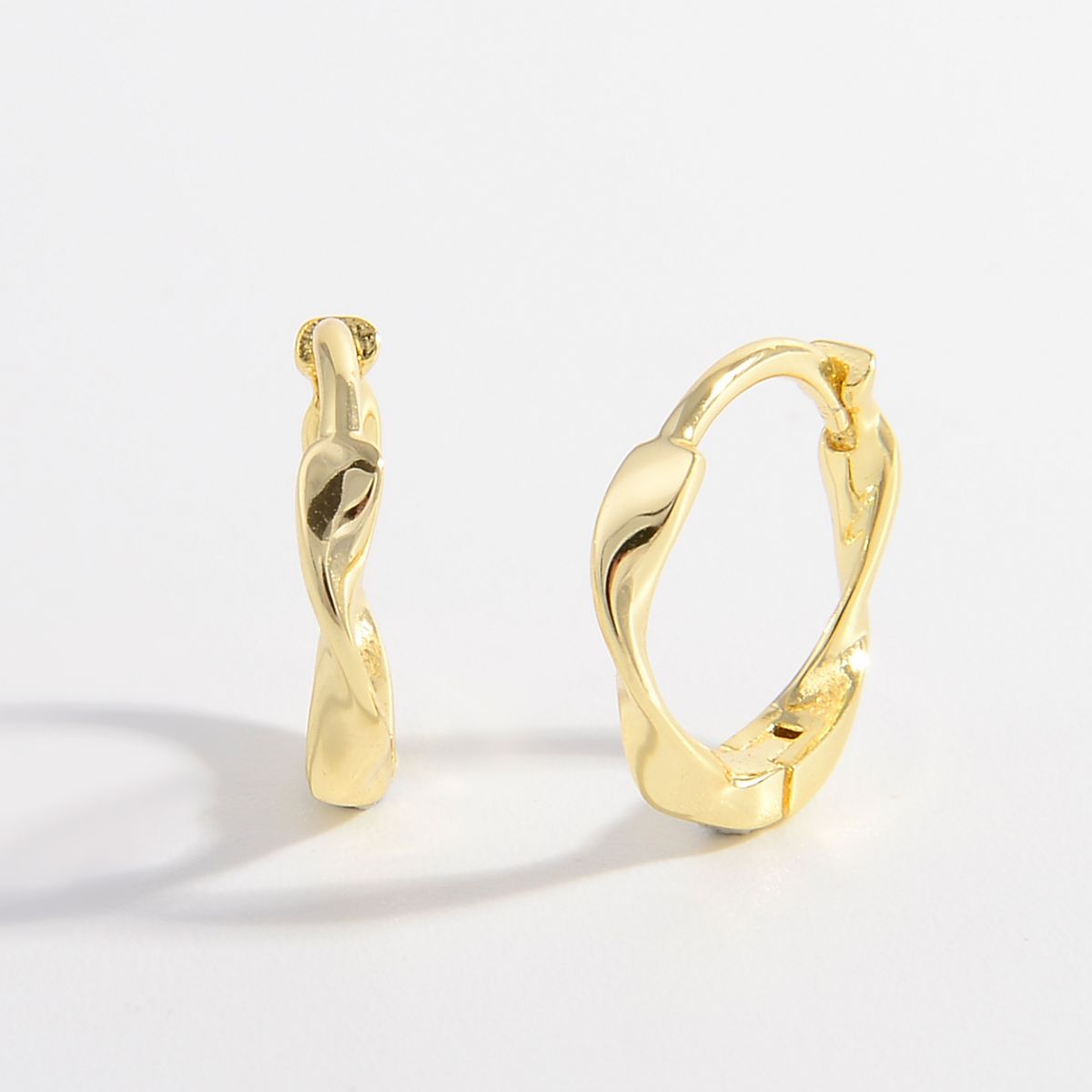 925 Sterling Silver Hoop Earrings Gold One Size