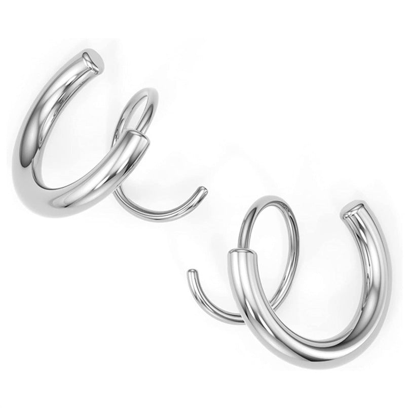 Stainless Steel Spiral Earrings Silver One Size