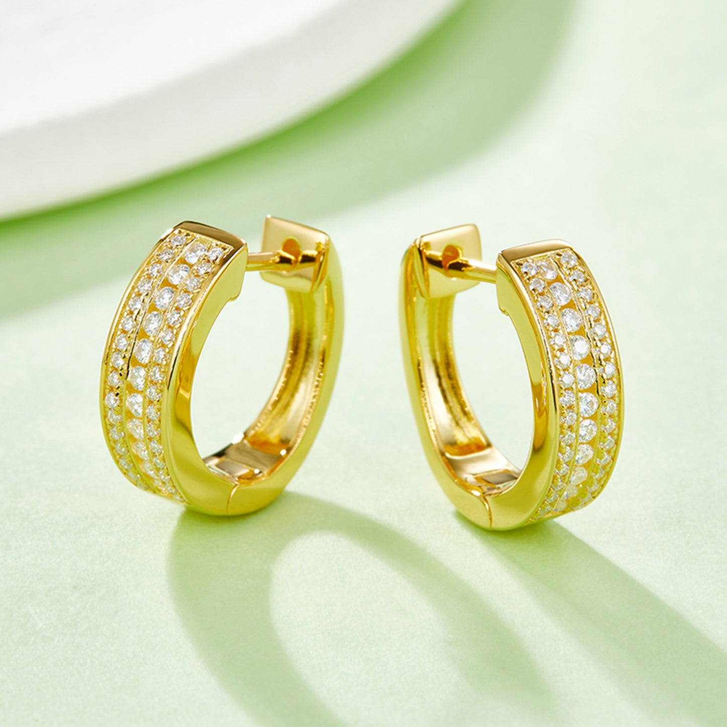 Moissanite 925 Sterling Silver Huggie Earrings Gold One Size
