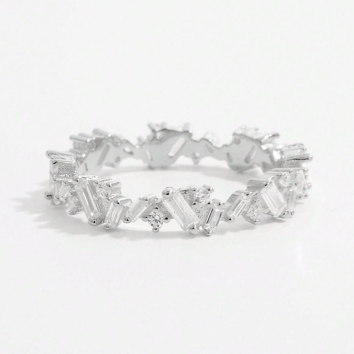 925 Sterling Silver Inlaid Zircon Ring Silver
