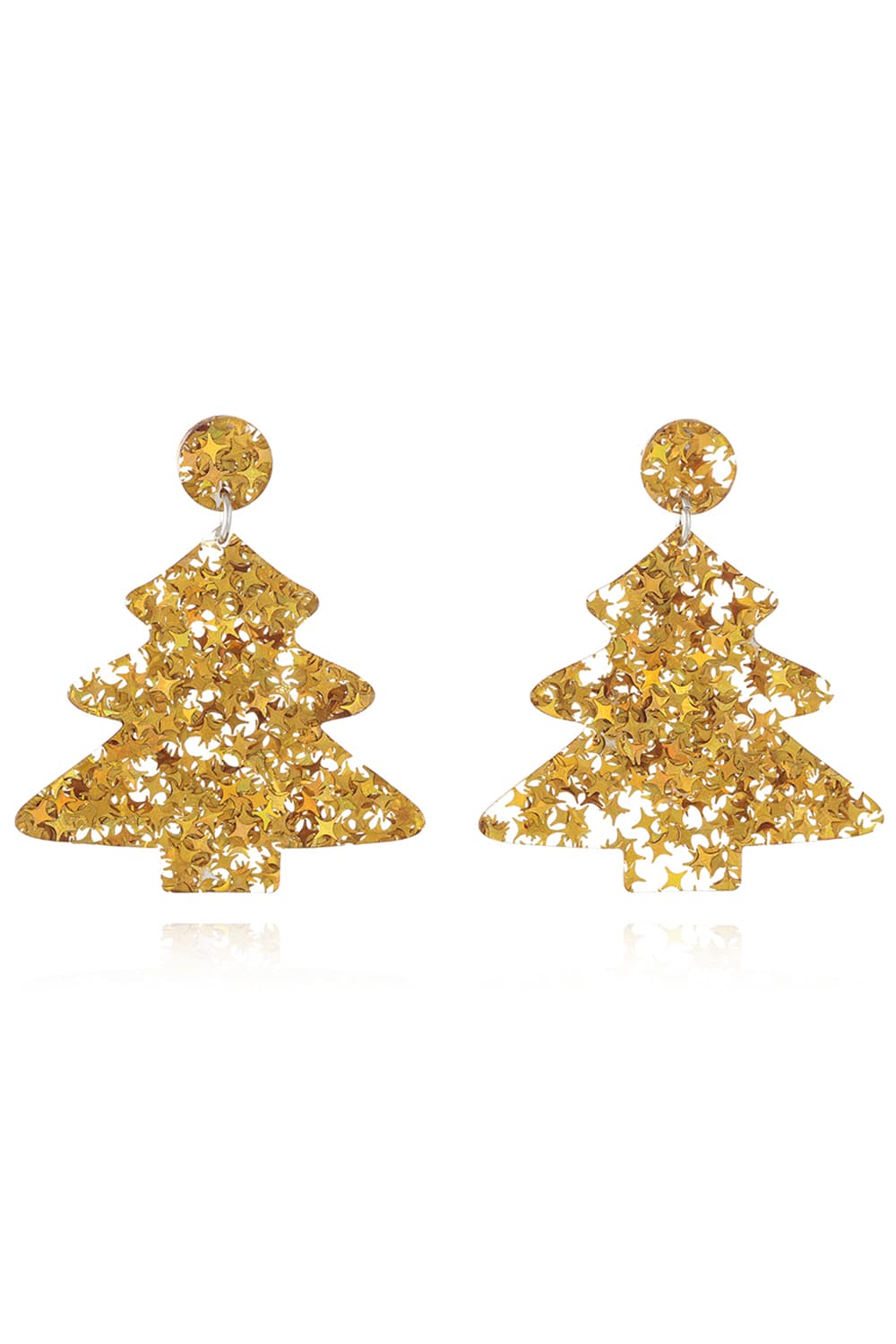 Christmas Tree Acrylic Earrings Gold Style B One Size