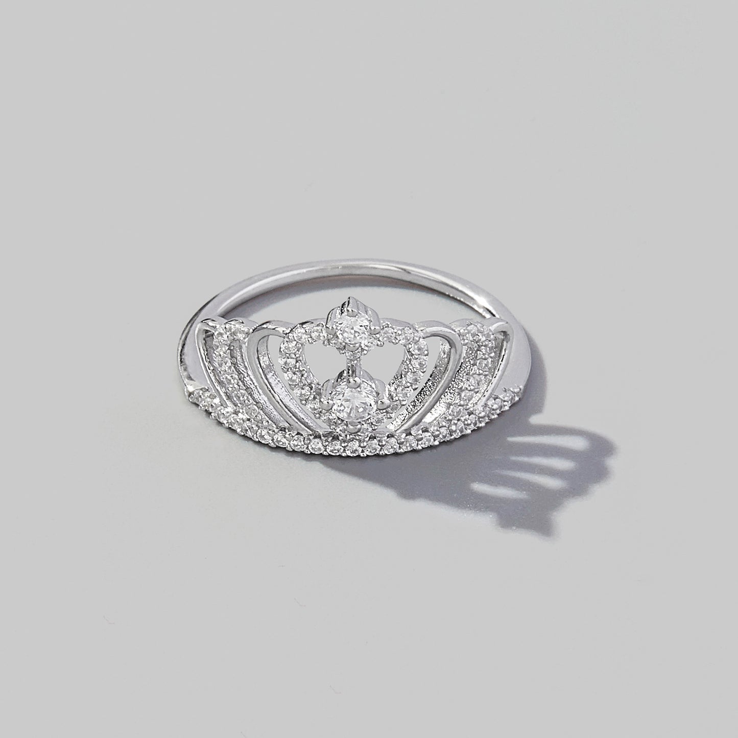 Crown Shape Zircon 925 Sterling Silver Ring Silver