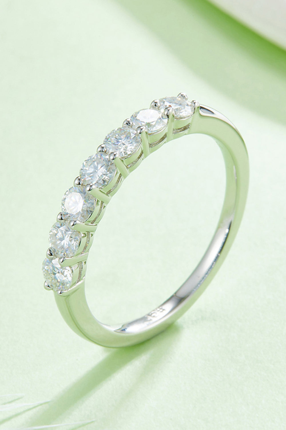 Moissanite Platinum-Plated Half-Eternity Ring Silver