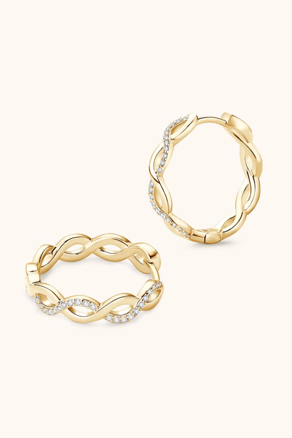 Moissanite Crisscross Hoop Earrings Gold One Size