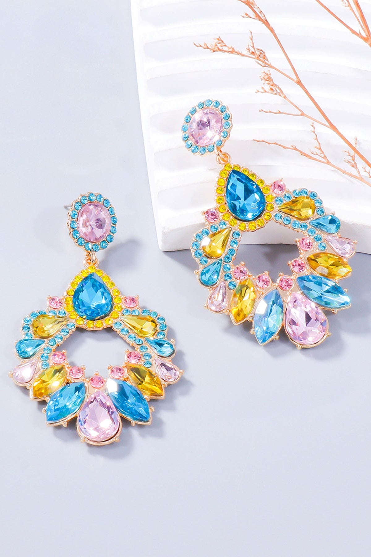 Alloy Rhinestone Dangle Earrings Multicolor One Size