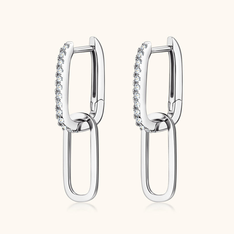 925 Sterling Silver Moissanite Earrings Silver One Size