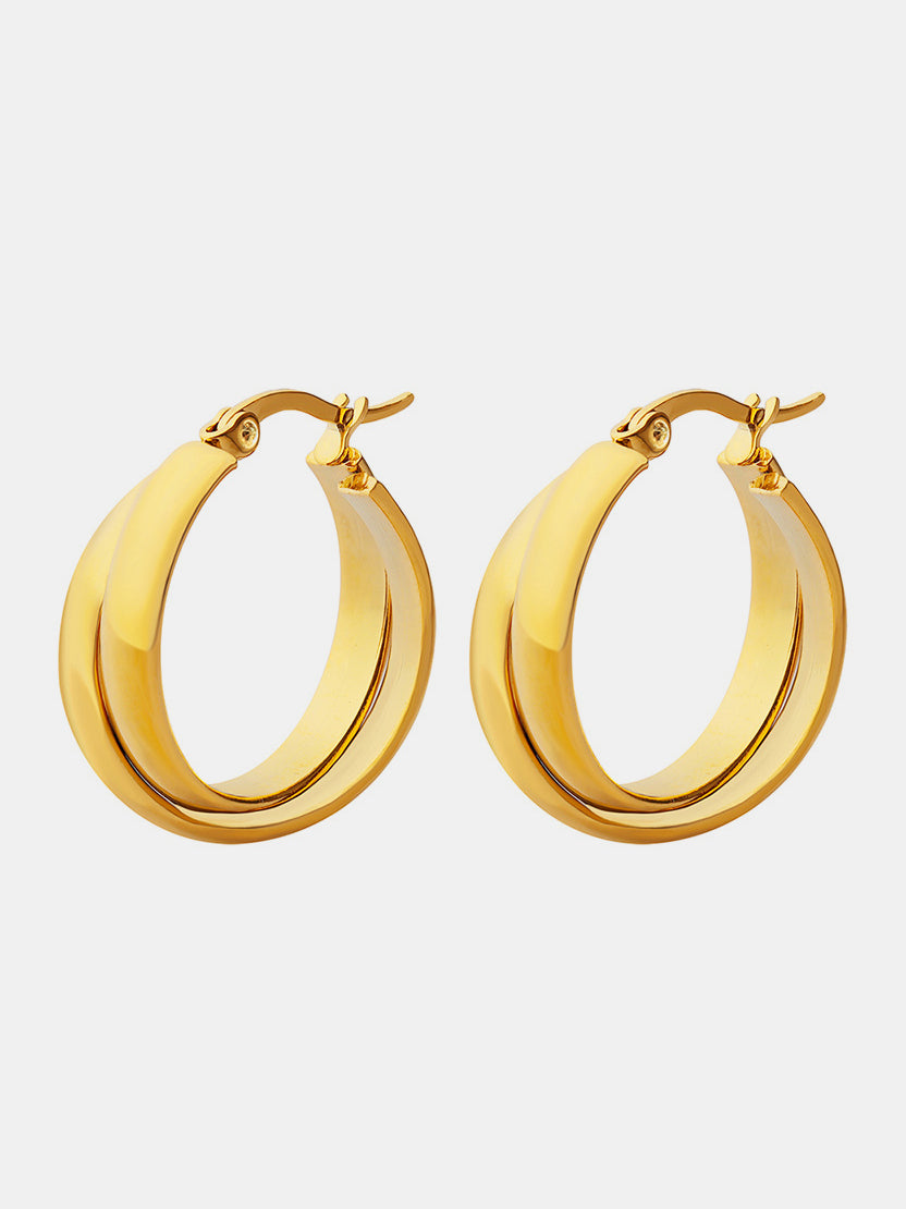 18K Gold-Plated Titanium Steel Huggie Earrings Gold One Size