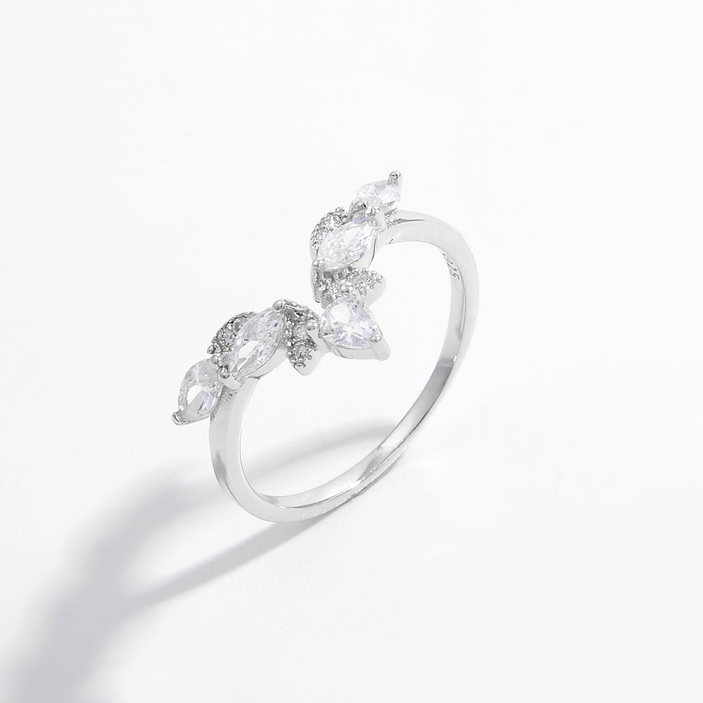 Inlaid Zircon 925 Sterling Silver Ring Silver