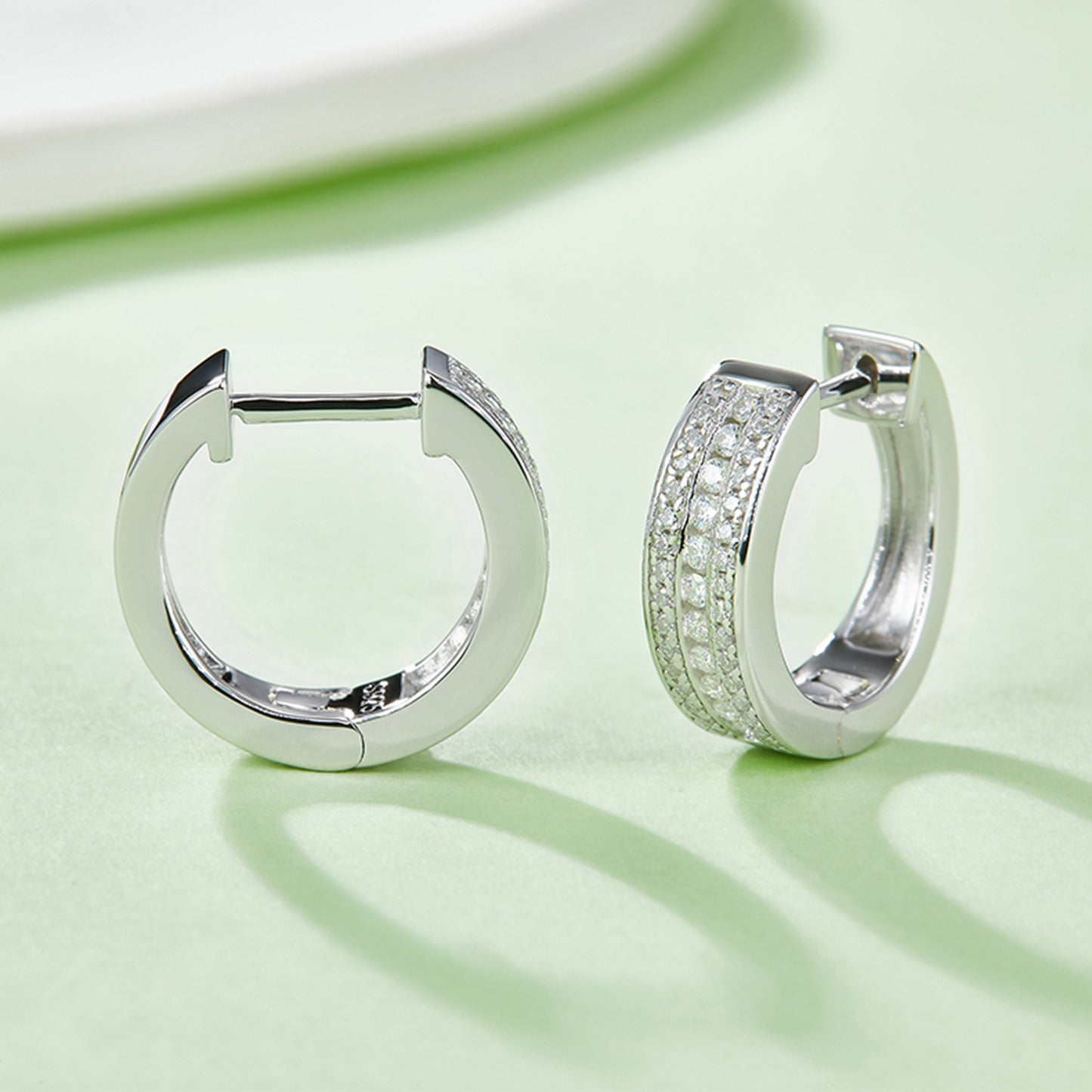 Moissanite 925 Sterling Silver Huggie Earrings Silver One Size
