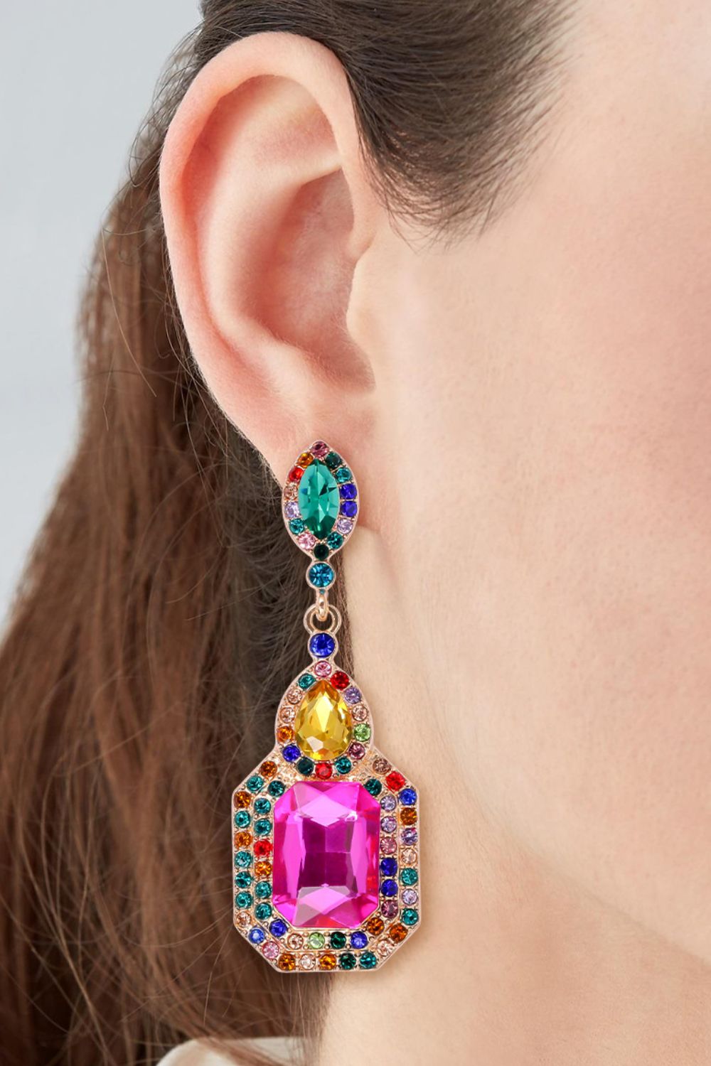 Alloy Rhinestone Dangle Earrings Multicolor One Size