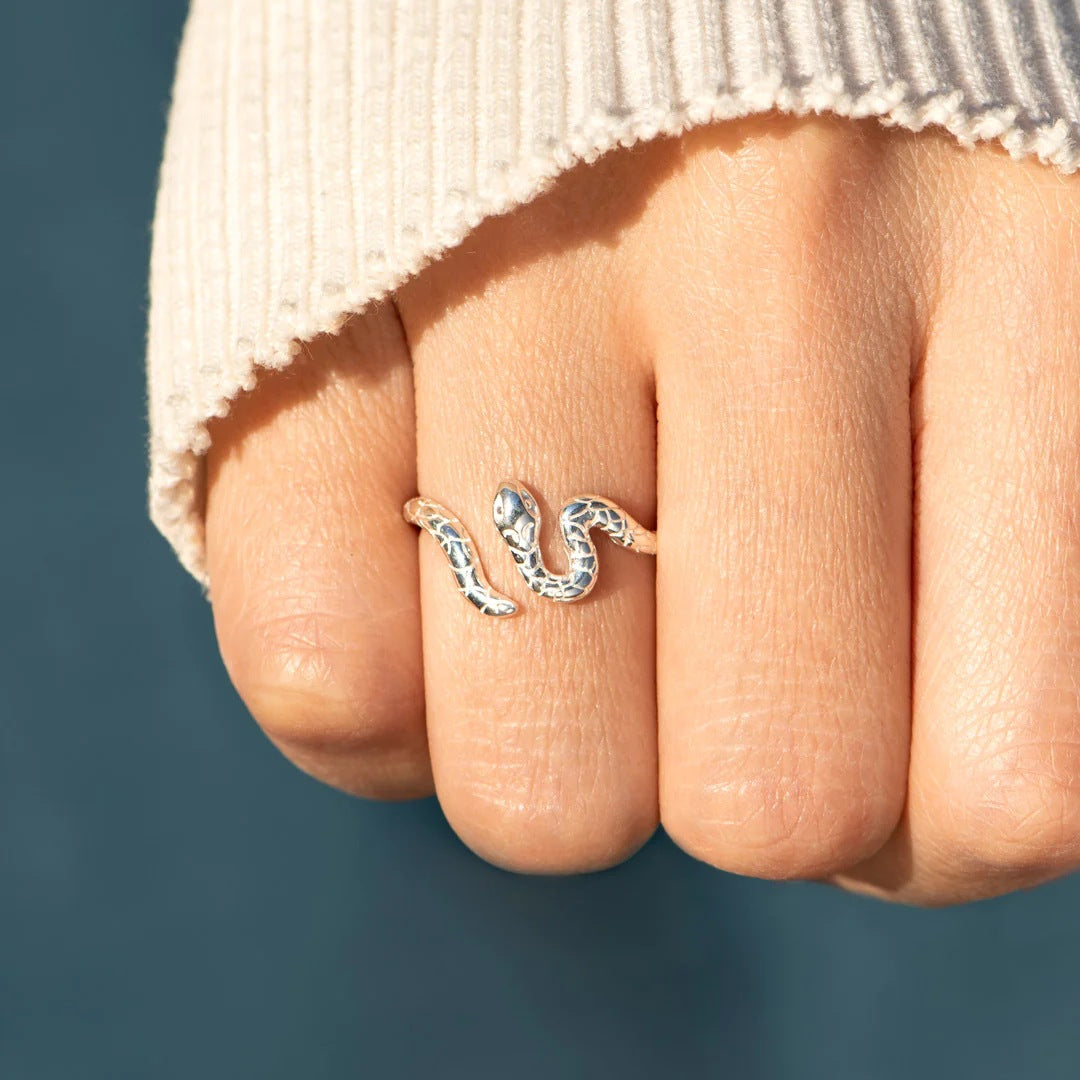 925 Sterling Silver Snake Ring Silver 7