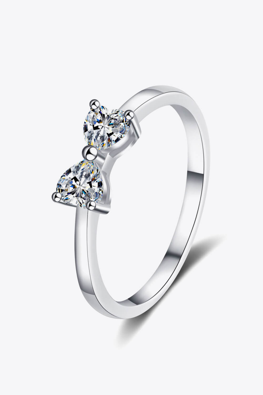 Moissanite Bow Rhodium-Plated Ring Silver