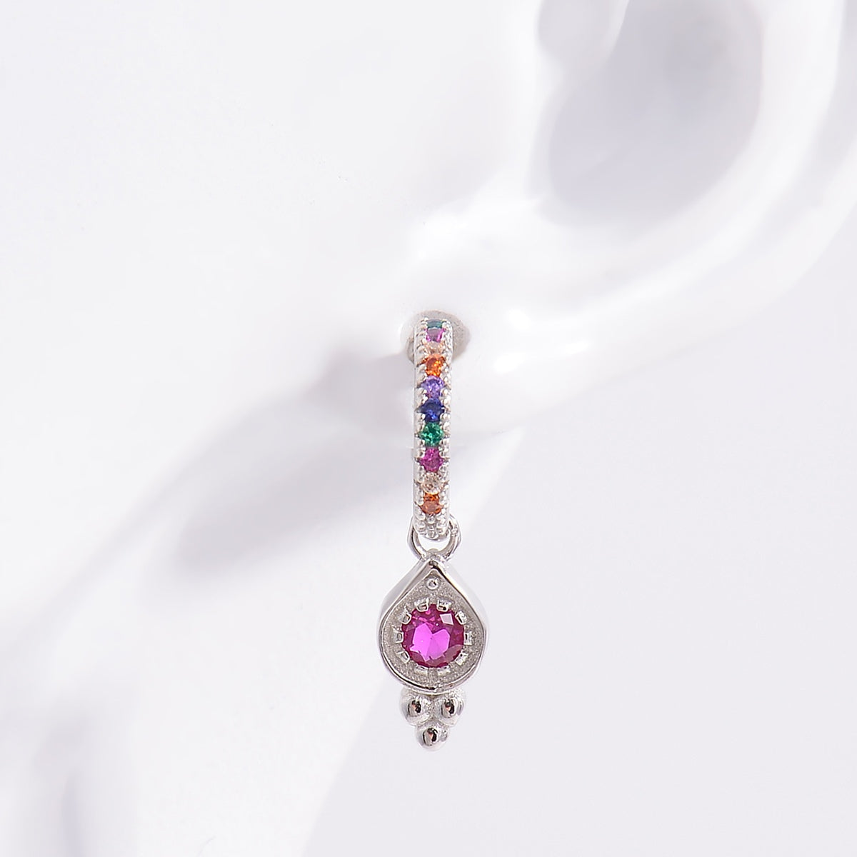 925 Sterling Silver Inlaid Zircon Earrings Silver One Size