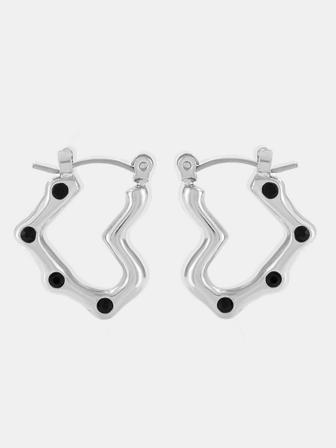 Stainless Steel Heart Earrings Silver Black One Size