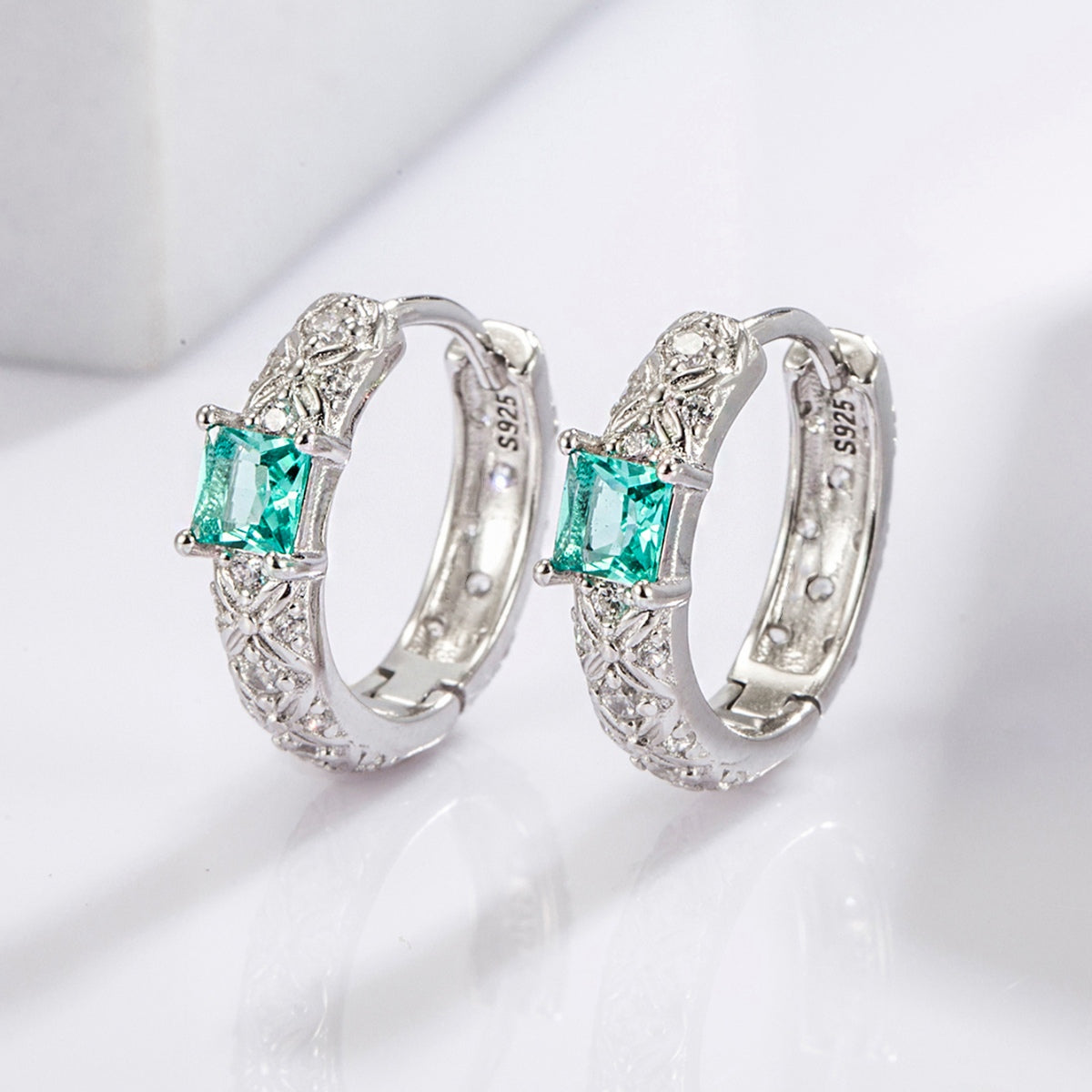 925 Sterling Silver Inlaid Zircon Earrings Silver One Size