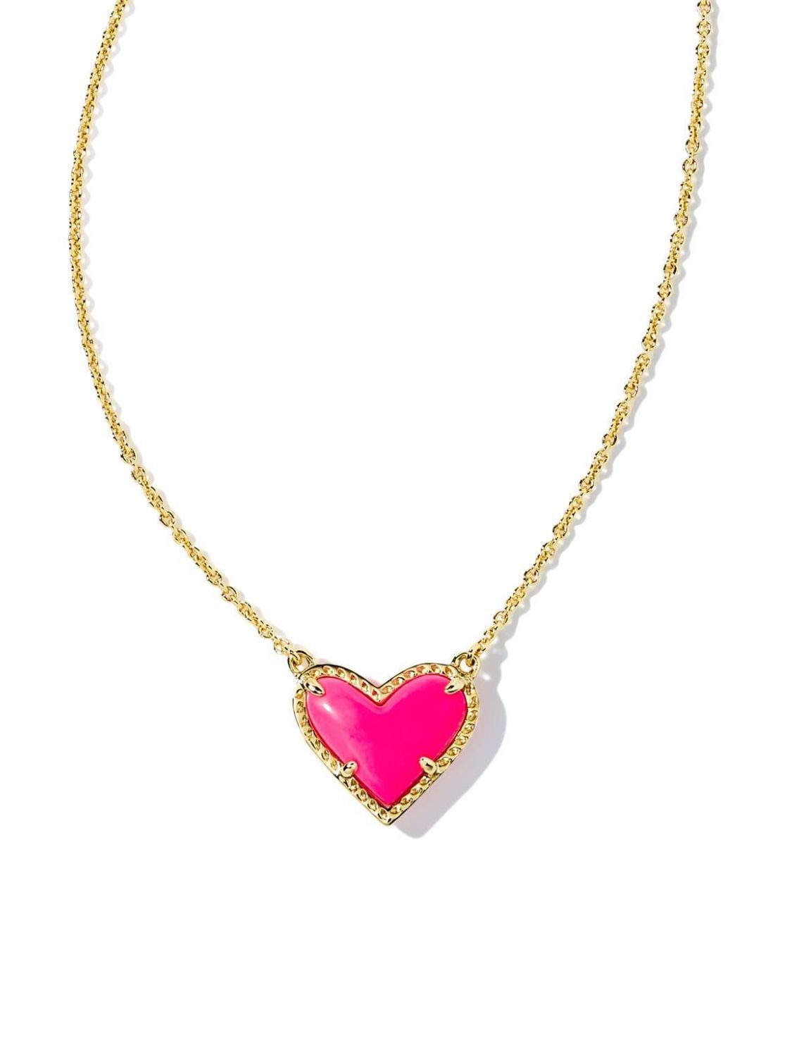 Heart Pendant Necklace Hot Pink One Size