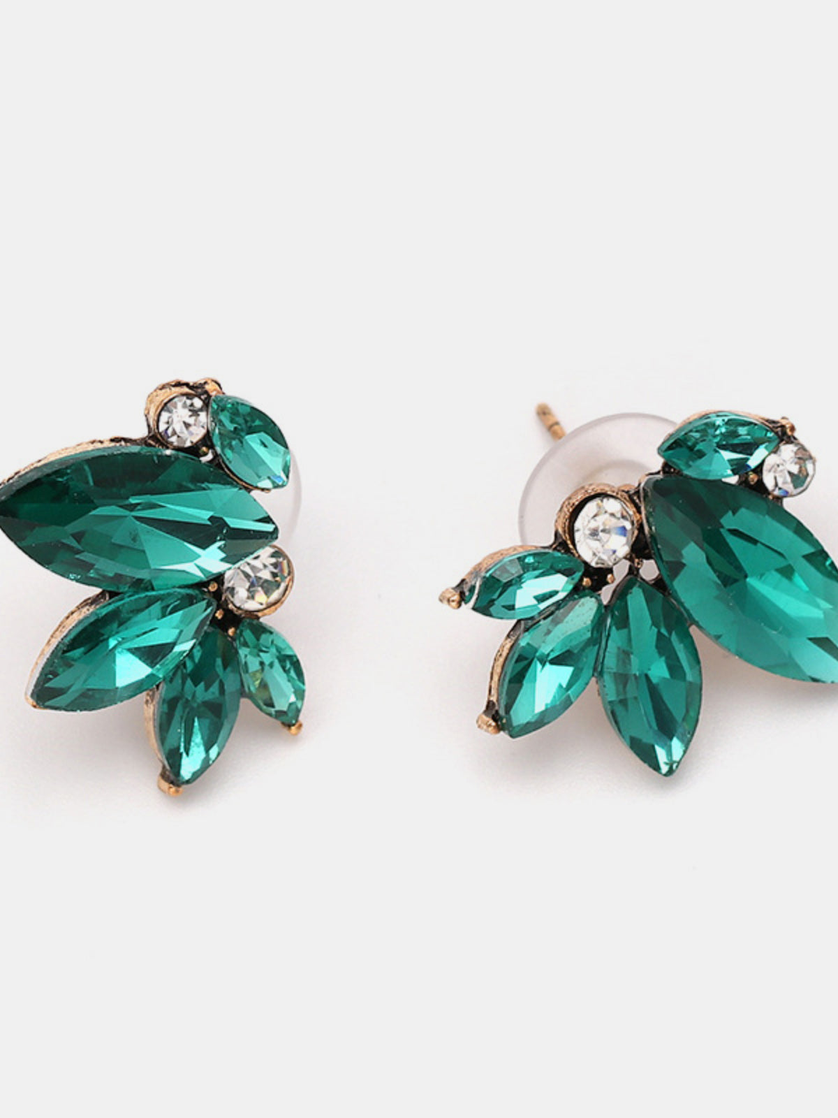 Alloy Rhinestone Flower Stud Earrings Turquoise One Size