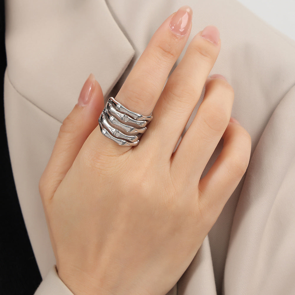 Titanium Steel Multi-Layered Ring Silver