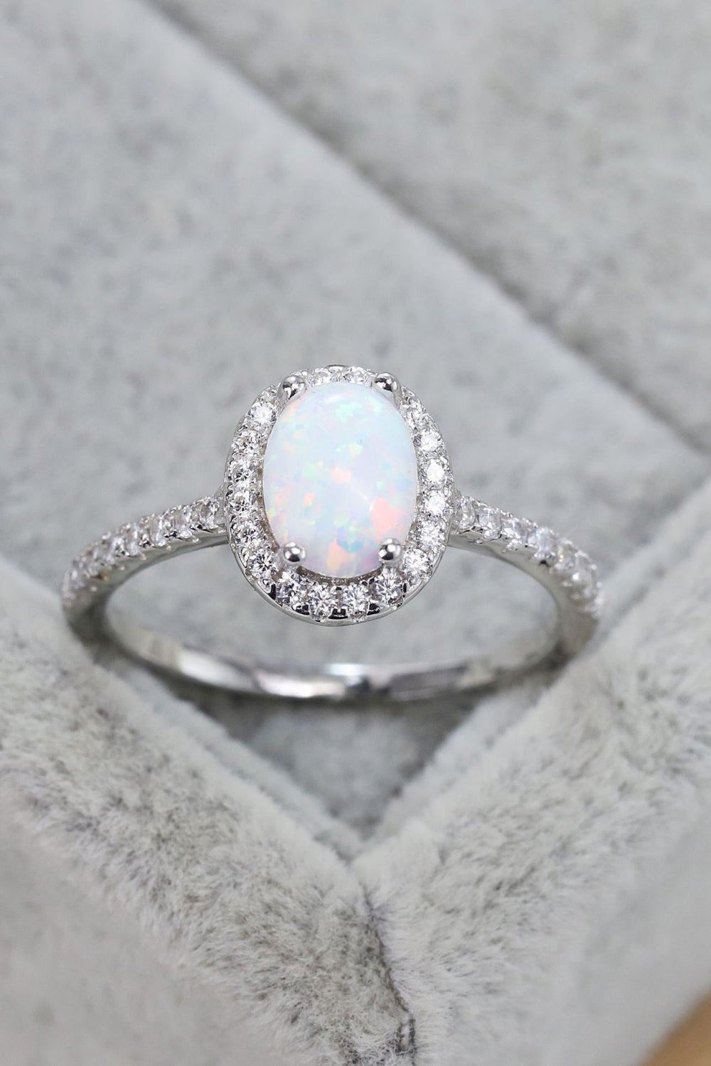 Opal 925 Sterling Silver Halo Ring Silver