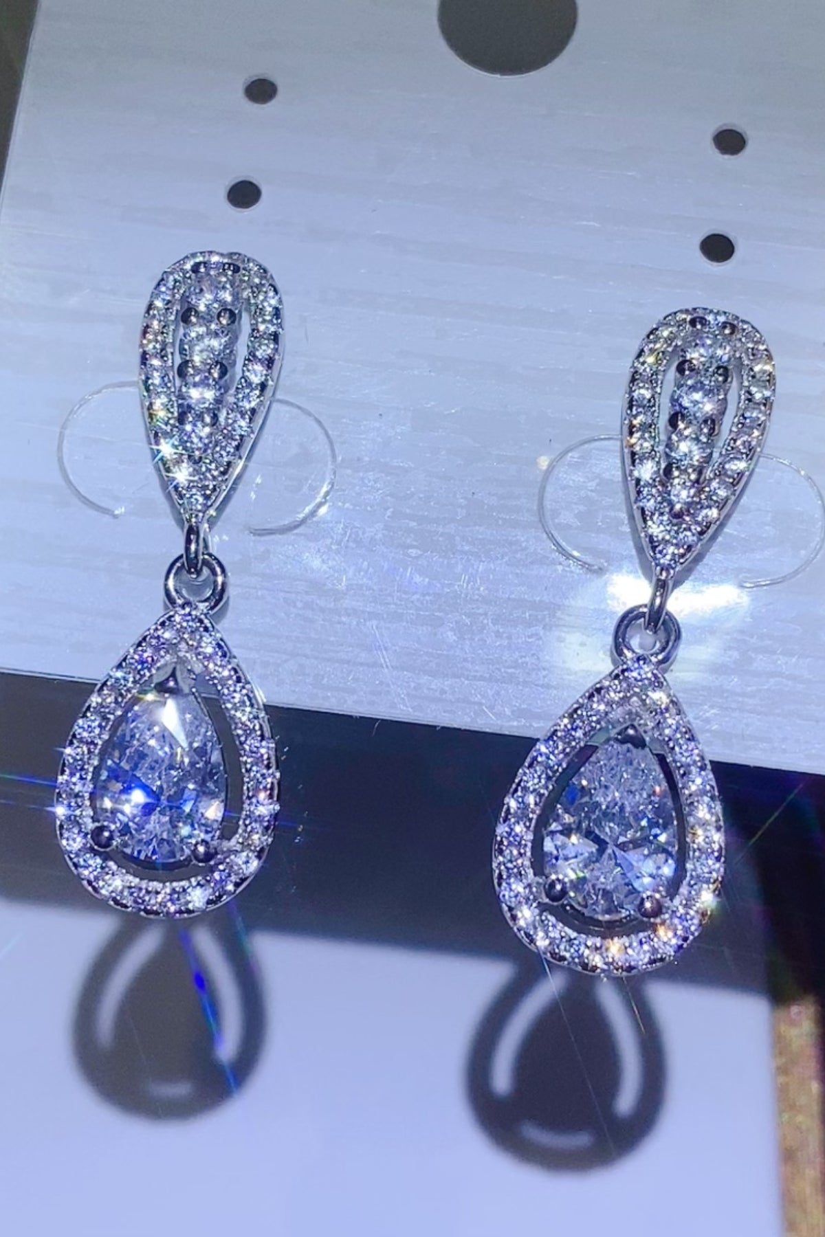 2 Carat Moissanite 925 Sterling Silver Teardrop Earrings Silver One Size