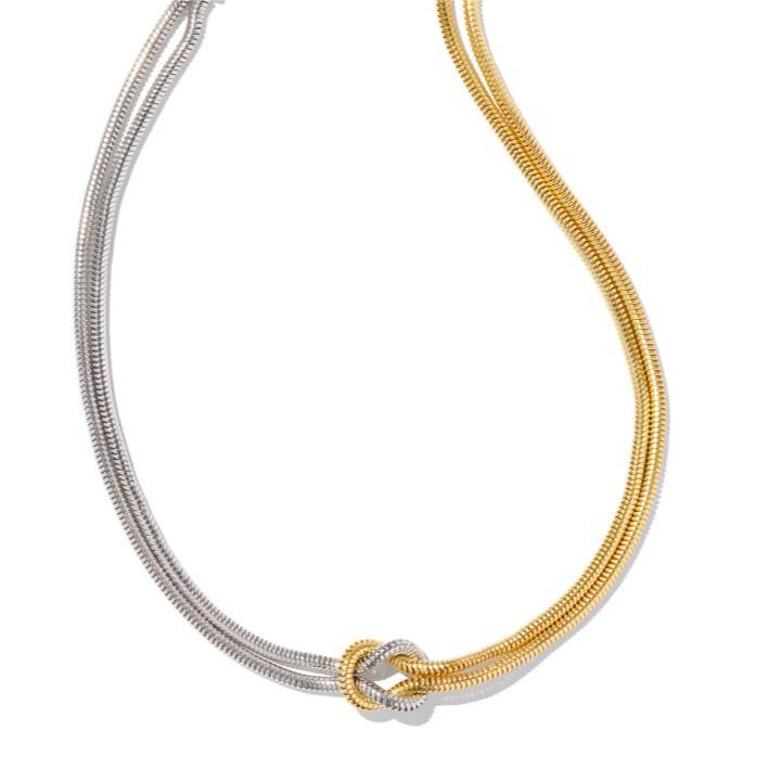 Titanium Steel Knotted Necklace Gold Silver Montage One Size