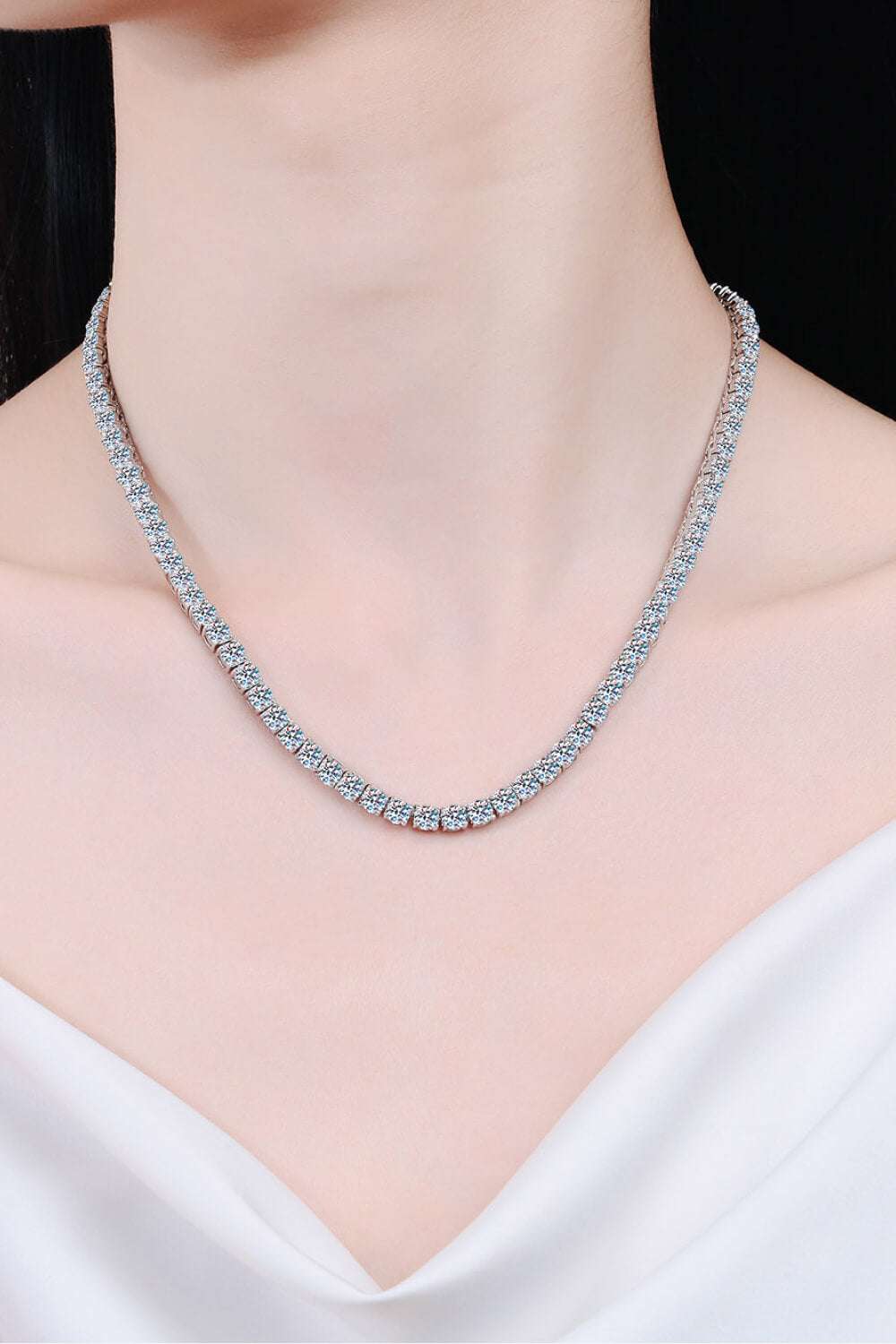 Moissanite Rhodium-Plated Necklace Silver One Size