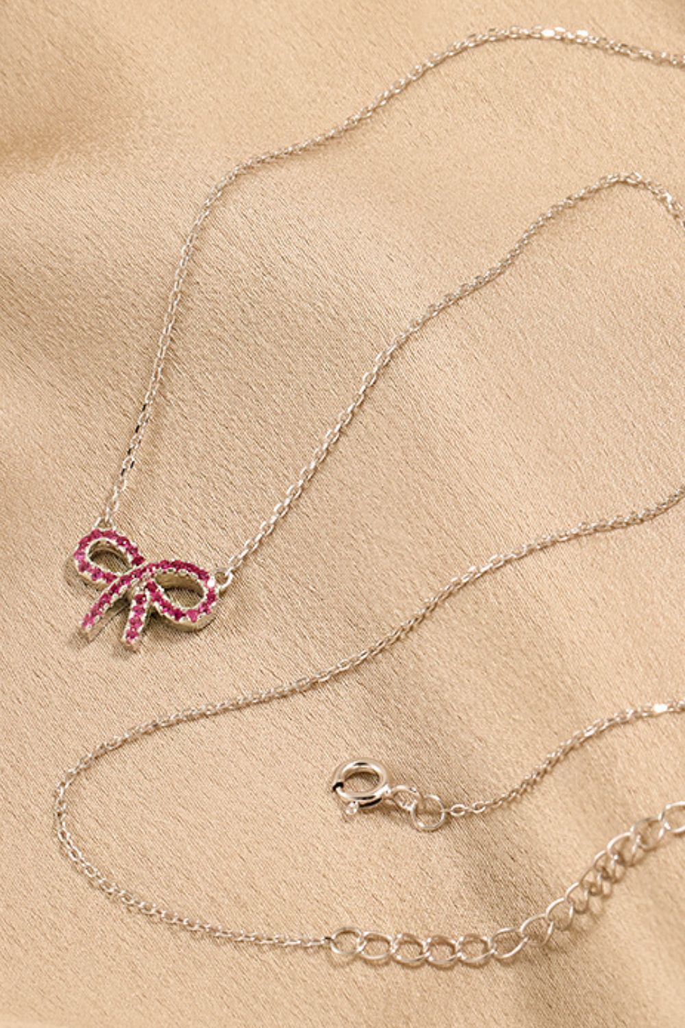 925 Sterling Silver Bow Necklace Silver One Size