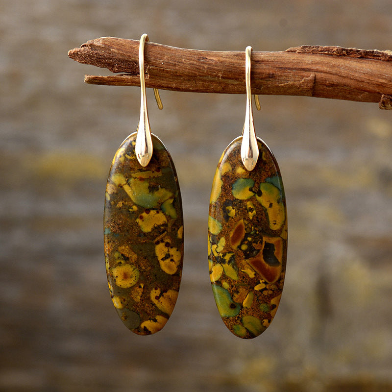 Natural Stone Copper Dangle Earrings Gold One Size
