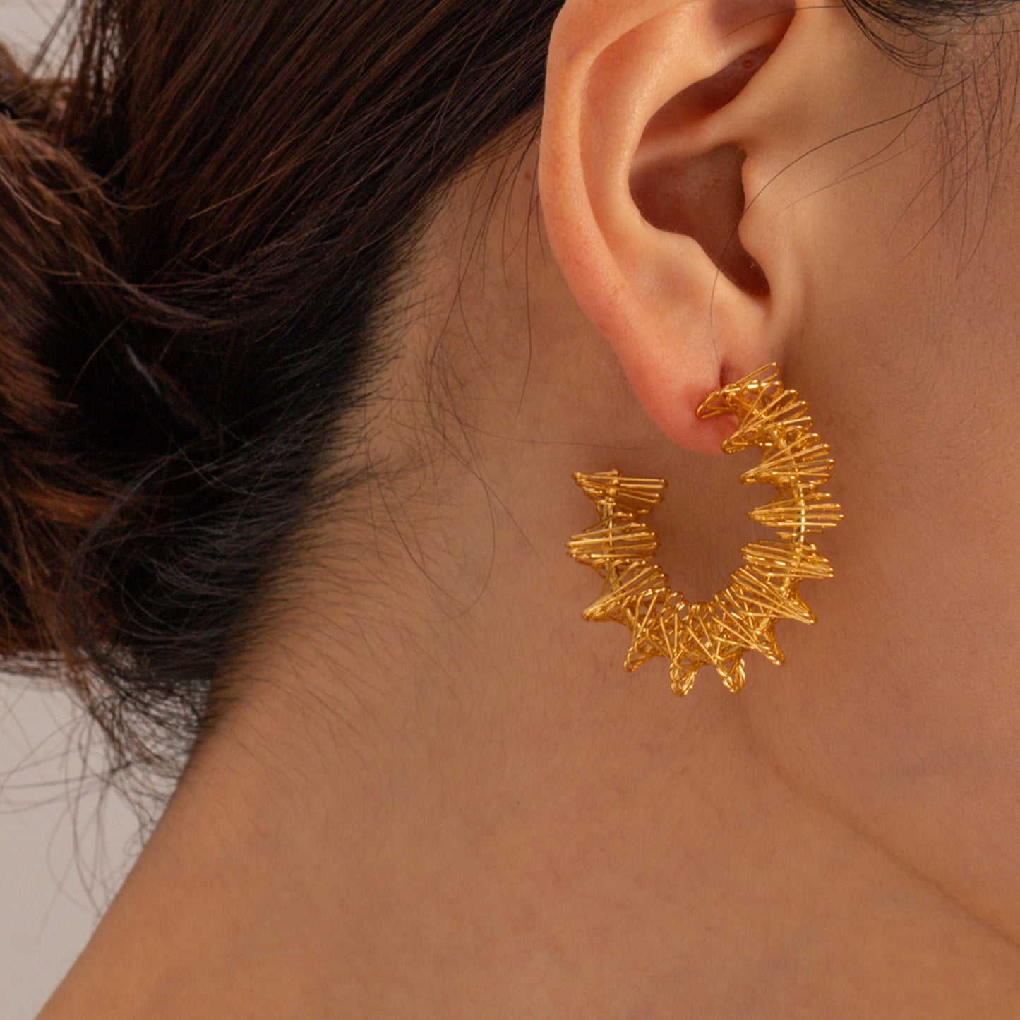 18K Gold-Plated Stainless Steel C-Hoop Earrings Gold One Size