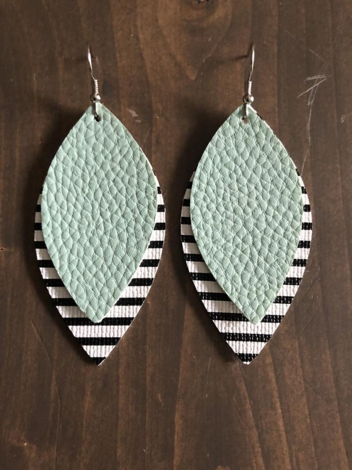 PU Leather Leaf Dangle Earrings Gum Leaf One Size