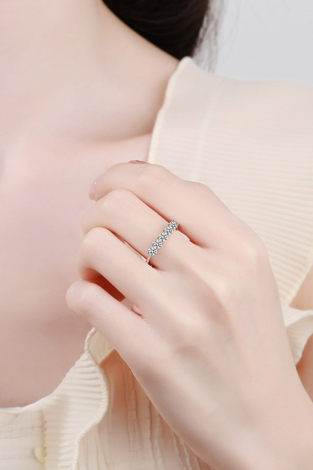 925 Sterling Silver Moissanite Ring Silver
